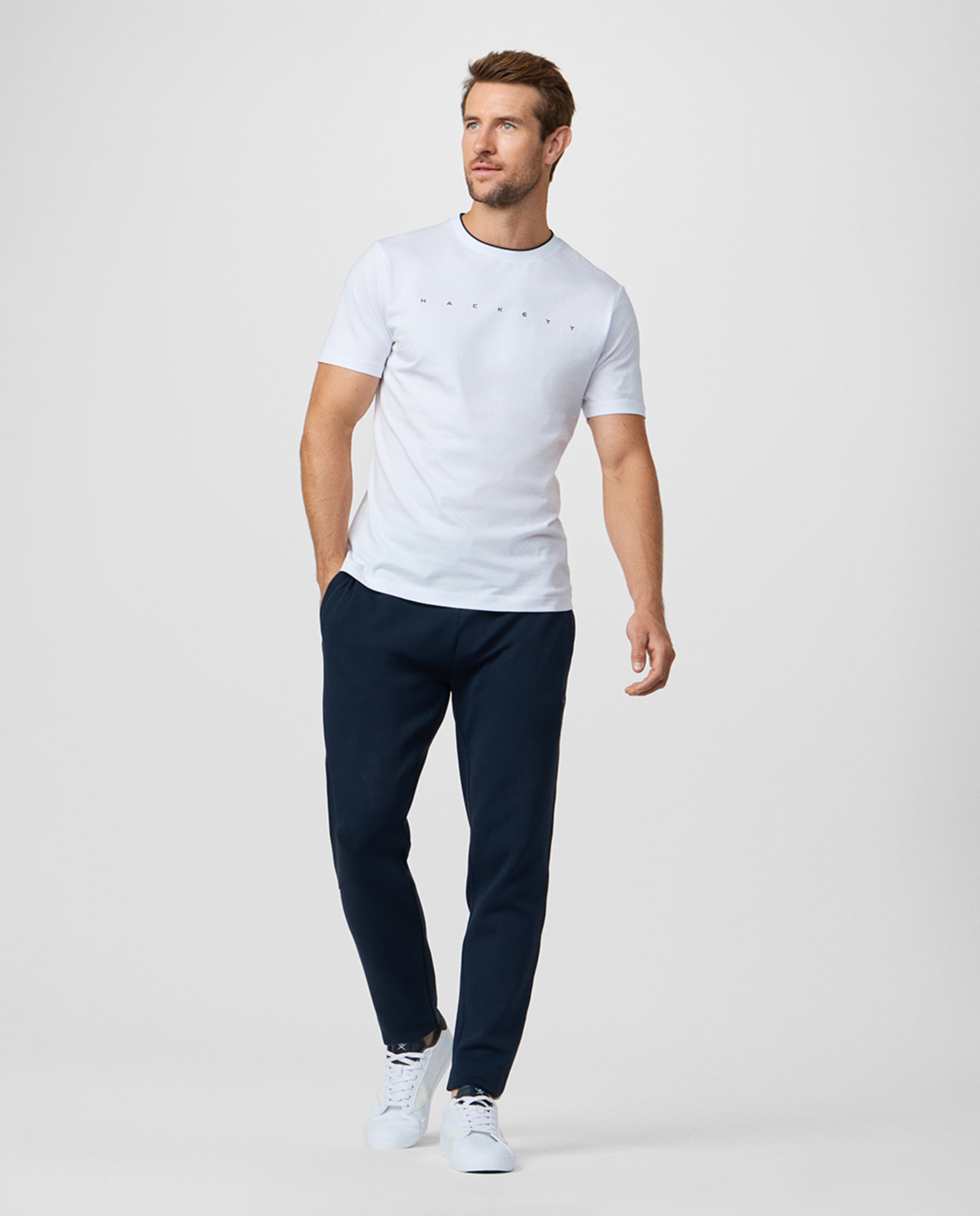 T-shirt de Manga Curta com Logótipo no Peito Tamanhos Grandes Branco-9