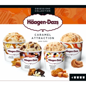 Gelados Mini Copos Caramel Collection Pack 4 unidades embalagem 380 ml - Haagen-dazs
