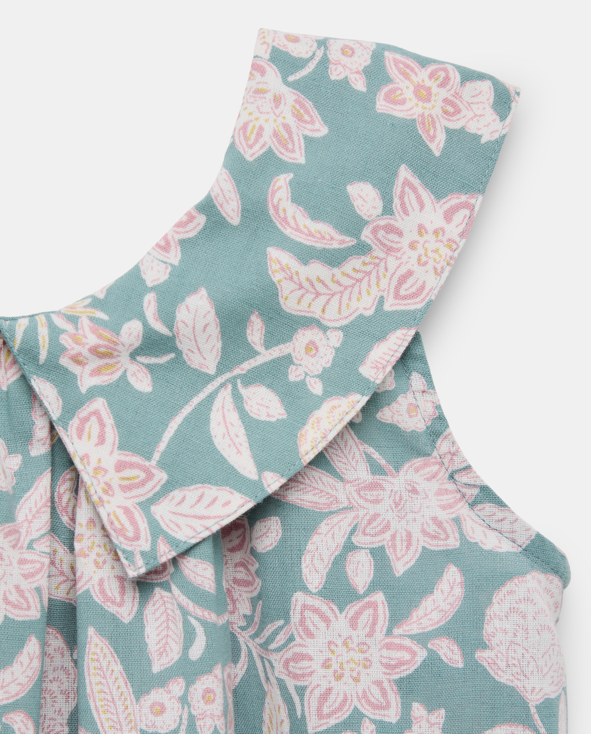 Vestido niña de lino estampado Verde Pato-3