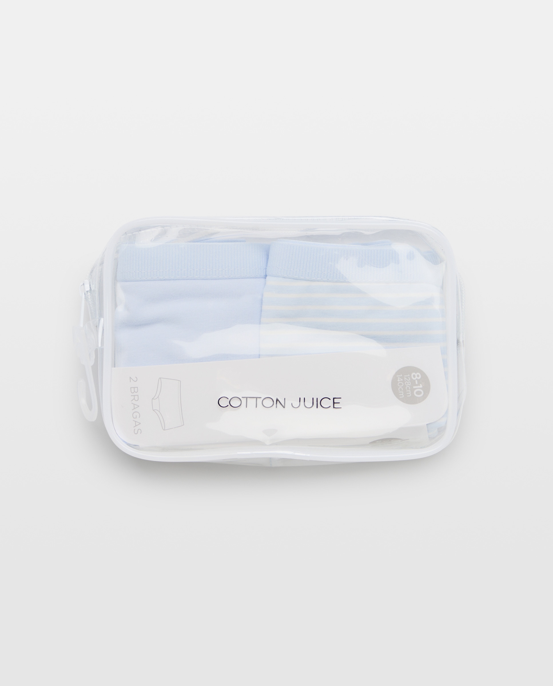 Pack de 2 Calções às Riscas e Lisos Cotton Juice Azul-4