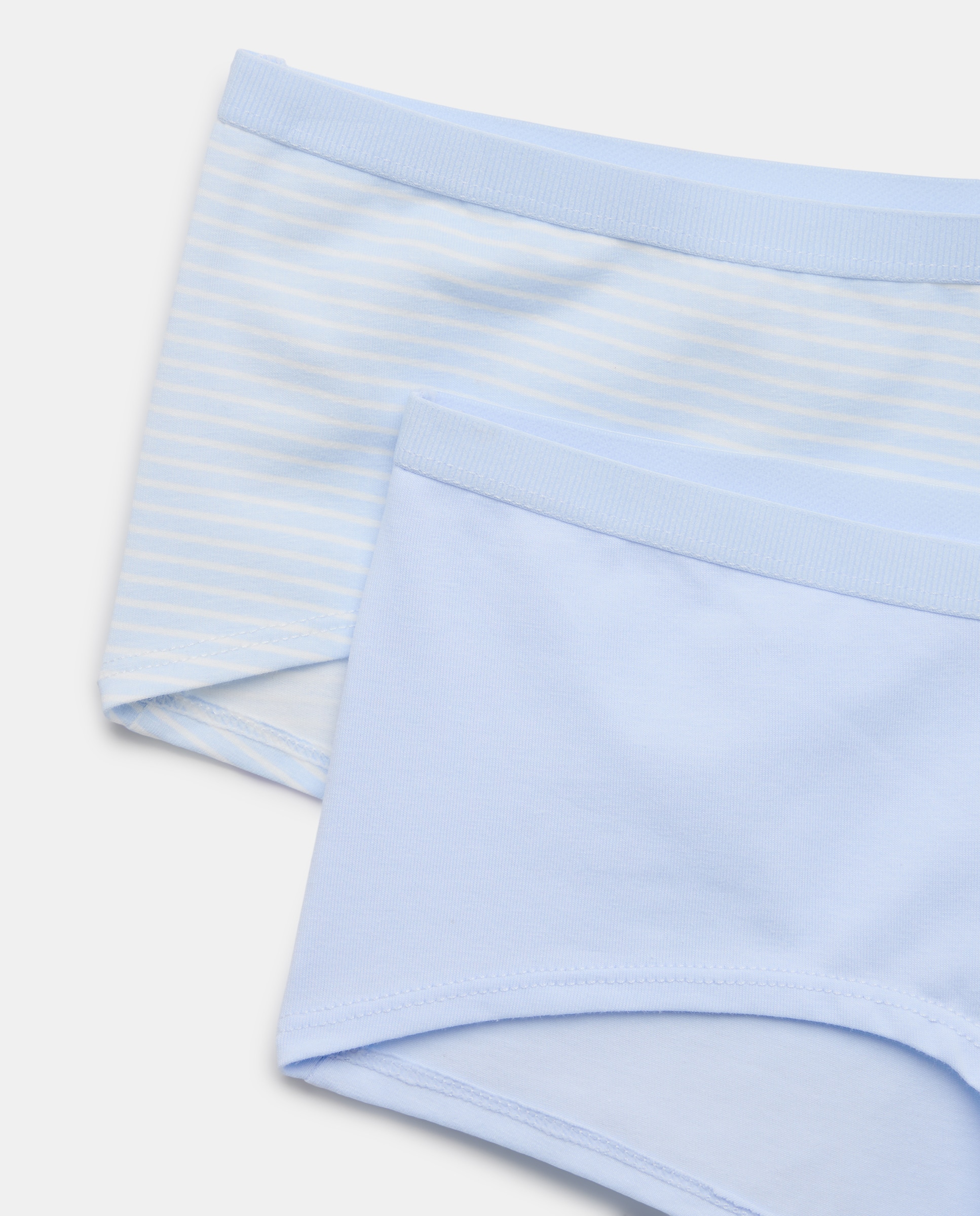 Pack de 2 Calções às Riscas e Lisos Cotton Juice Azul-3