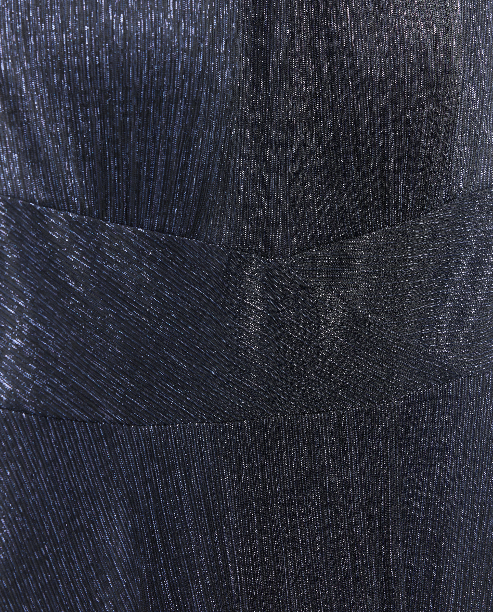 Vestido Comprido de Malha de Fio Metalizado Azul-marinho-5