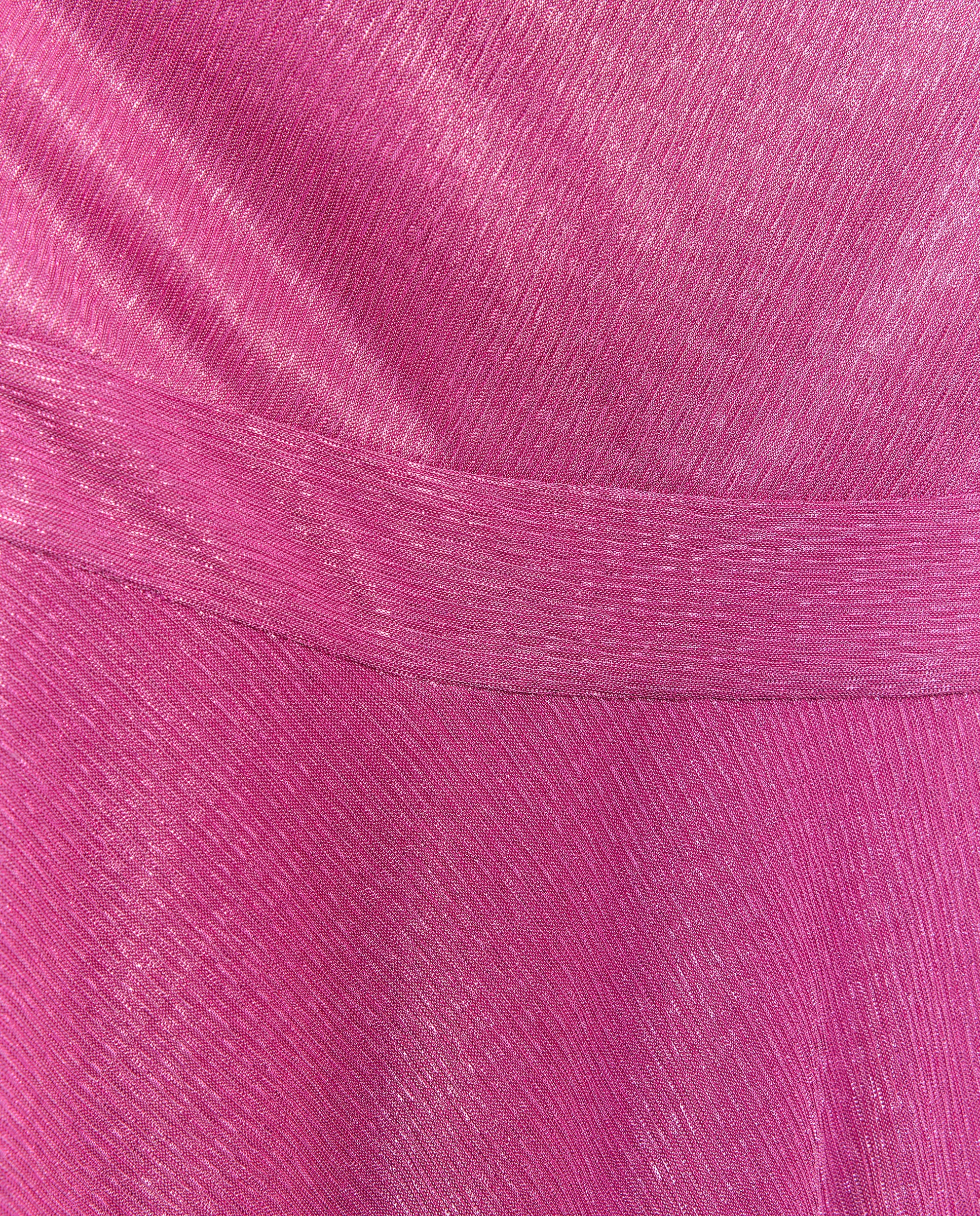 Vestido Comprido de Malha de Fio Metalizado Assimétrico Buganvília-5
