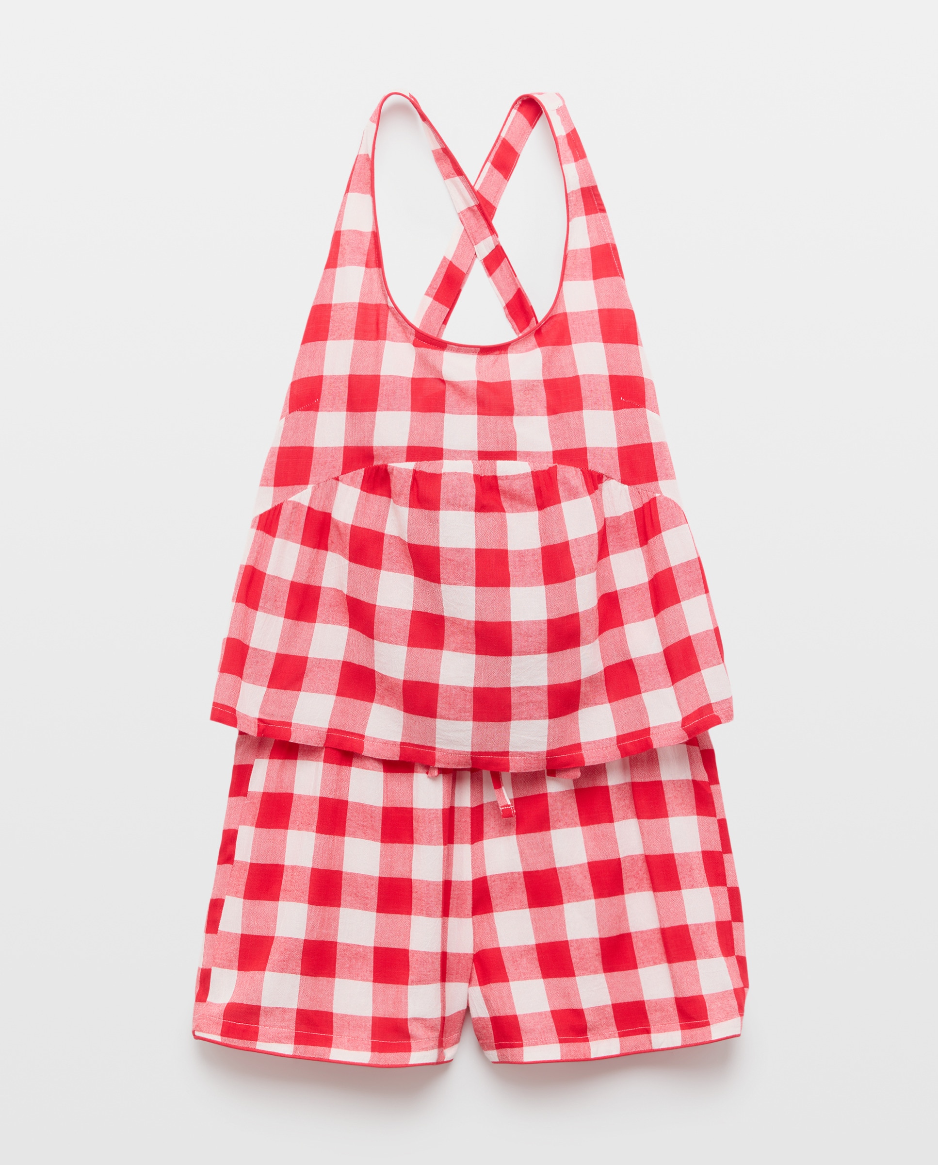 Pijama aos Quadrados Vichy Grandes Vermelho-3