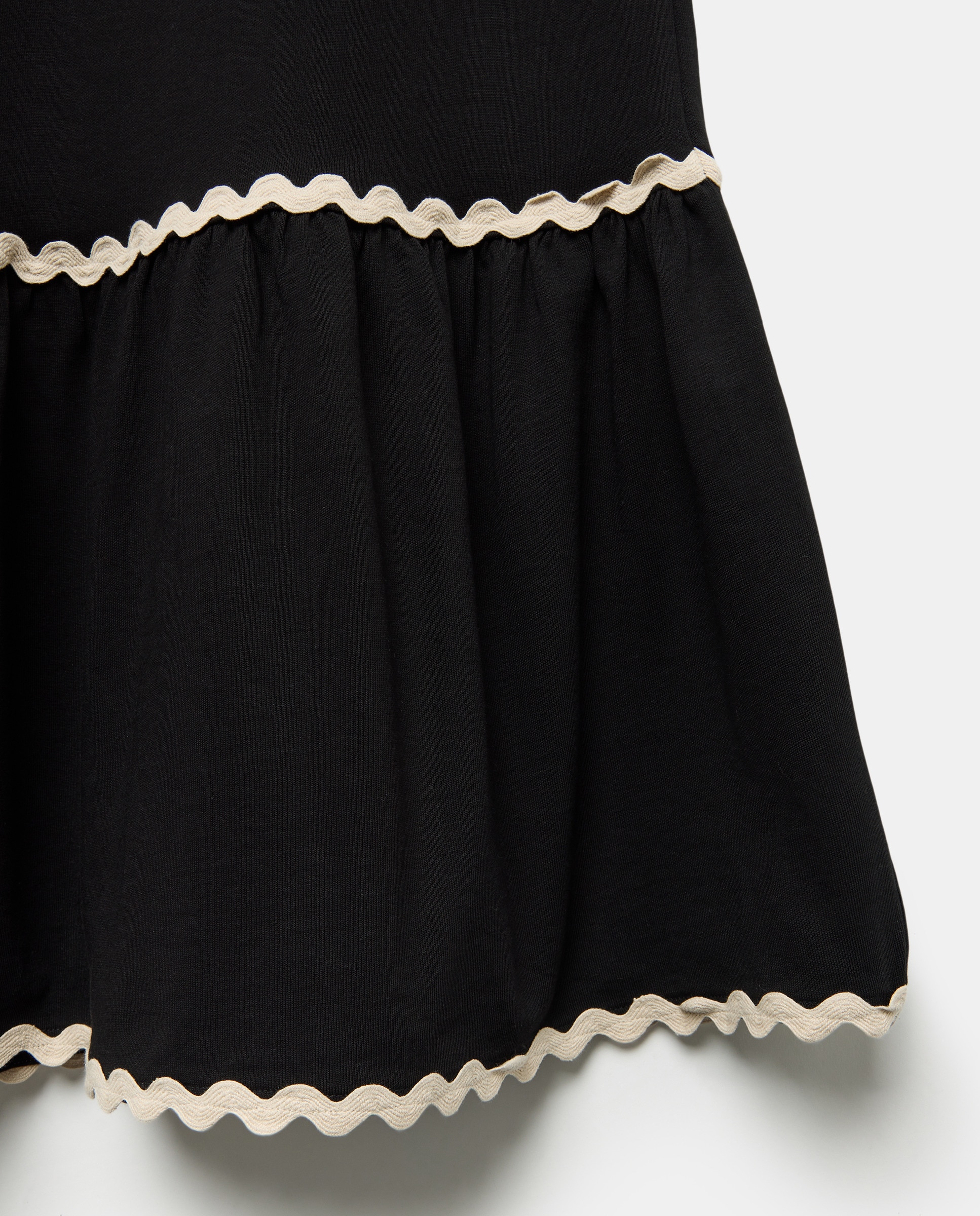 Falda larga de mujer ribete ondas Negro-5