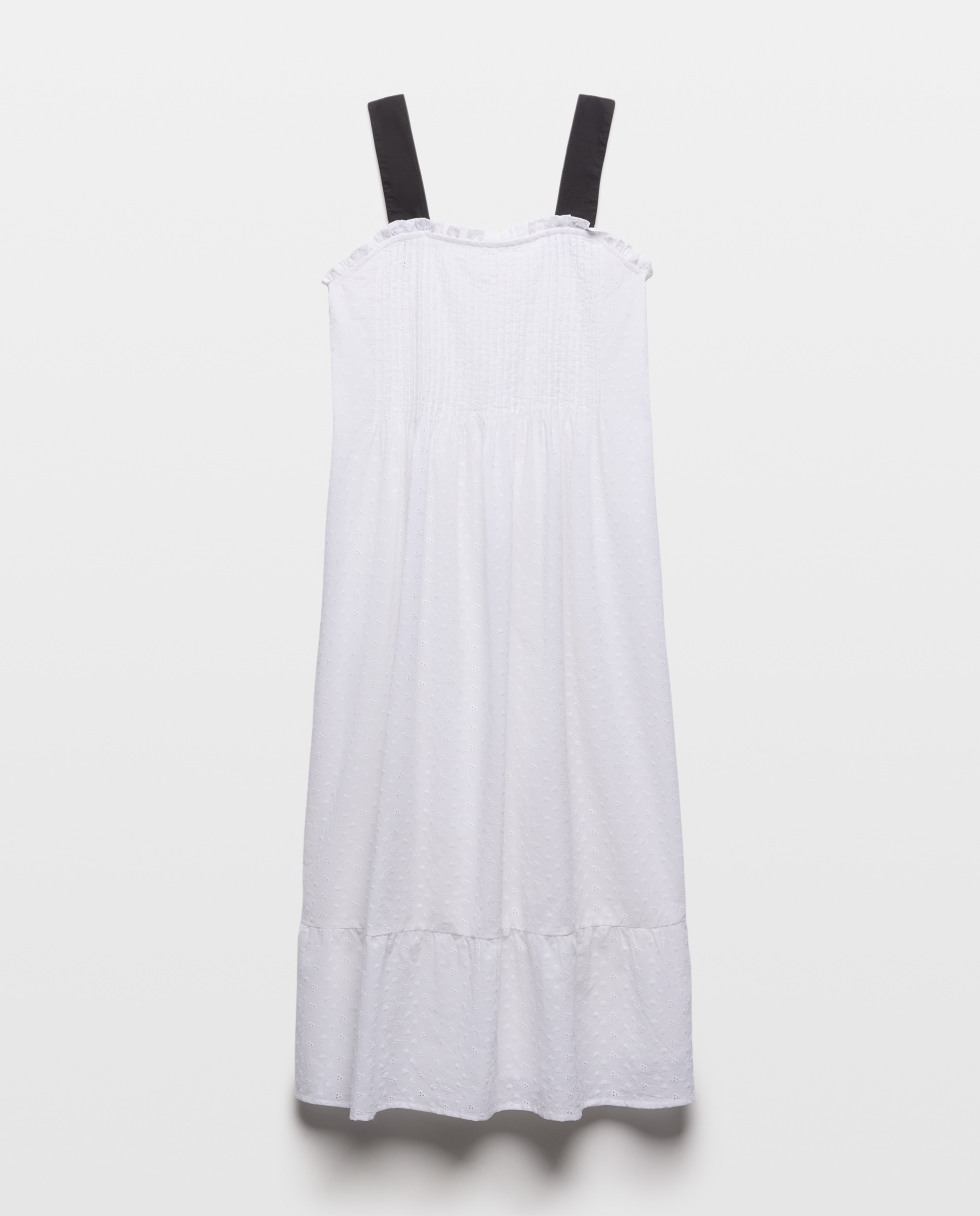 Vestido de mujer bordado con tirantes a contraste Blanco roto-4