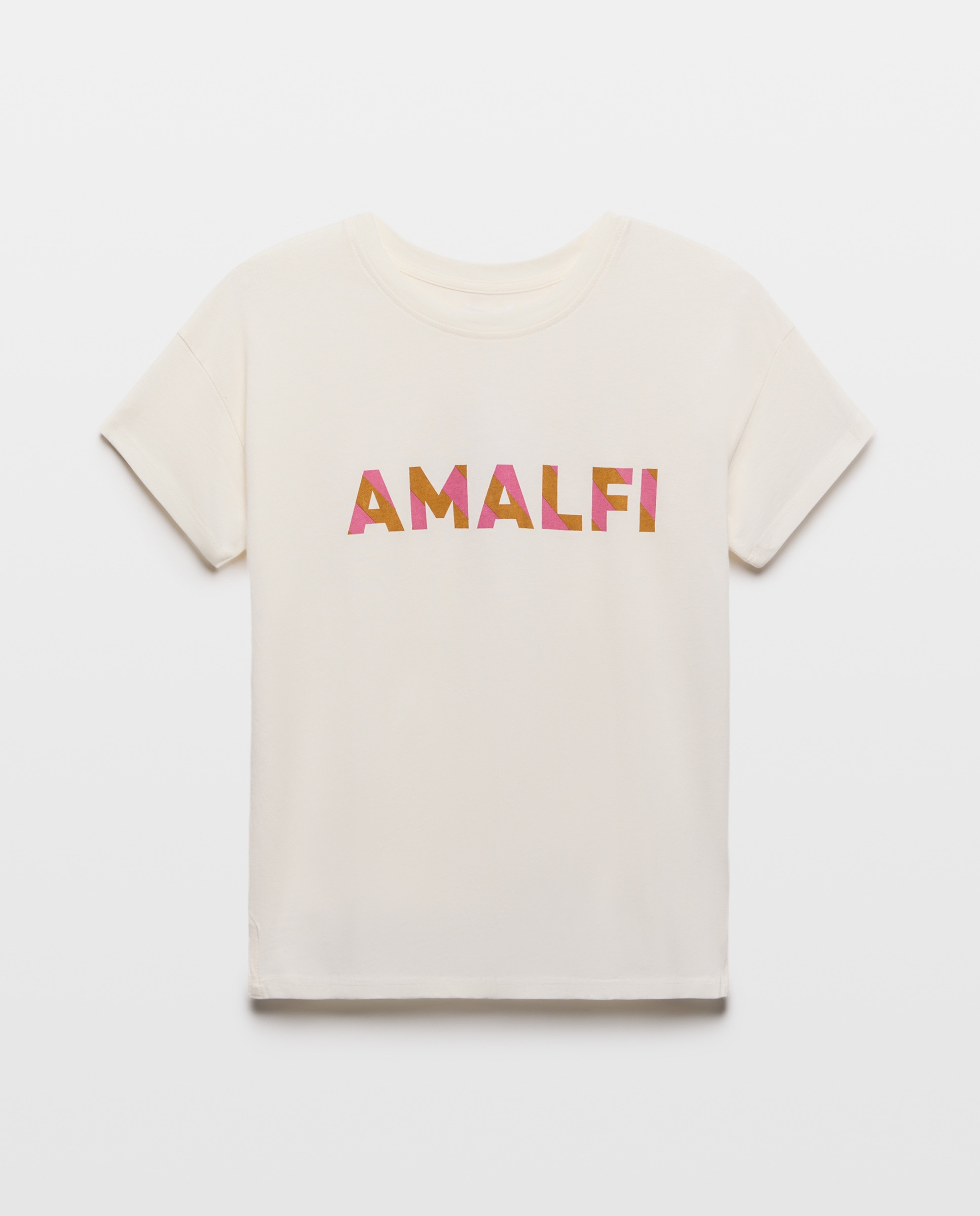Camiseta estampada de mujer cuello caja Blanco-4
