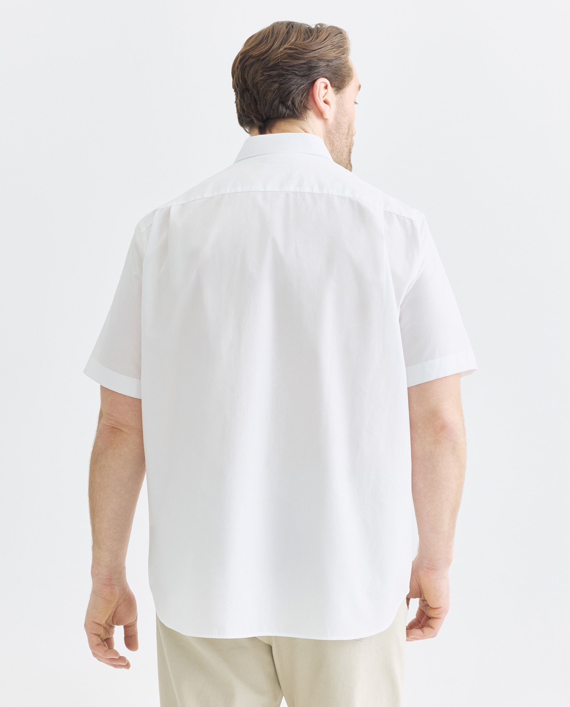 Camisa Formal Lisa com Manga Curta Tamanhos Grandes Branco-3