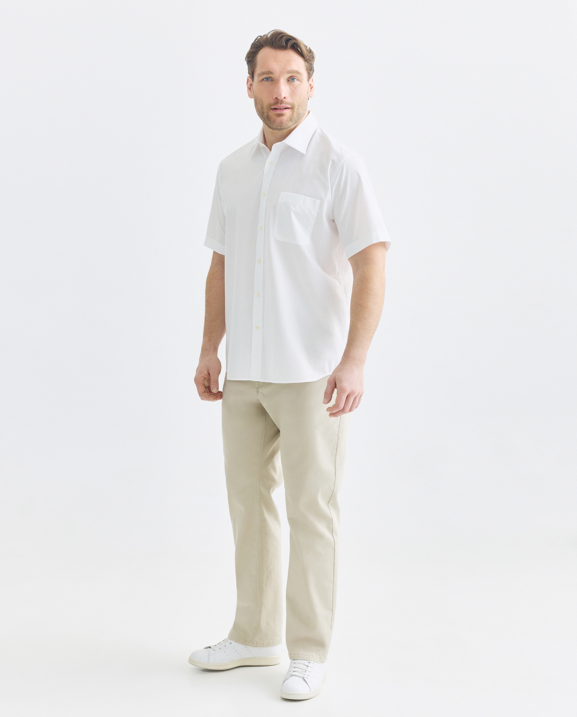 Camisa Formal Lisa com Manga Curta Tamanhos Grandes Branco-2