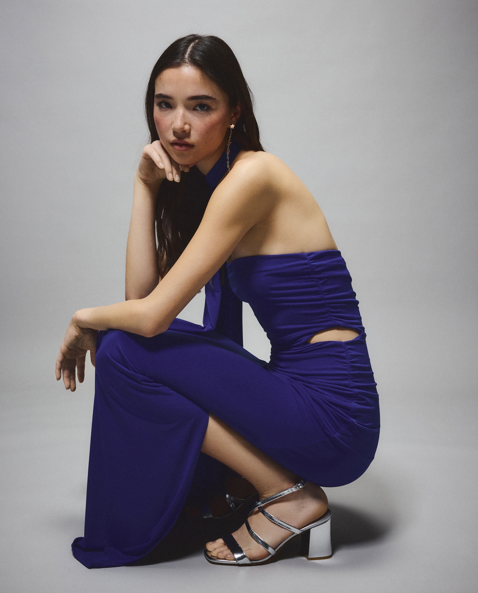 Sandálias de Tacão Médio Prata-6