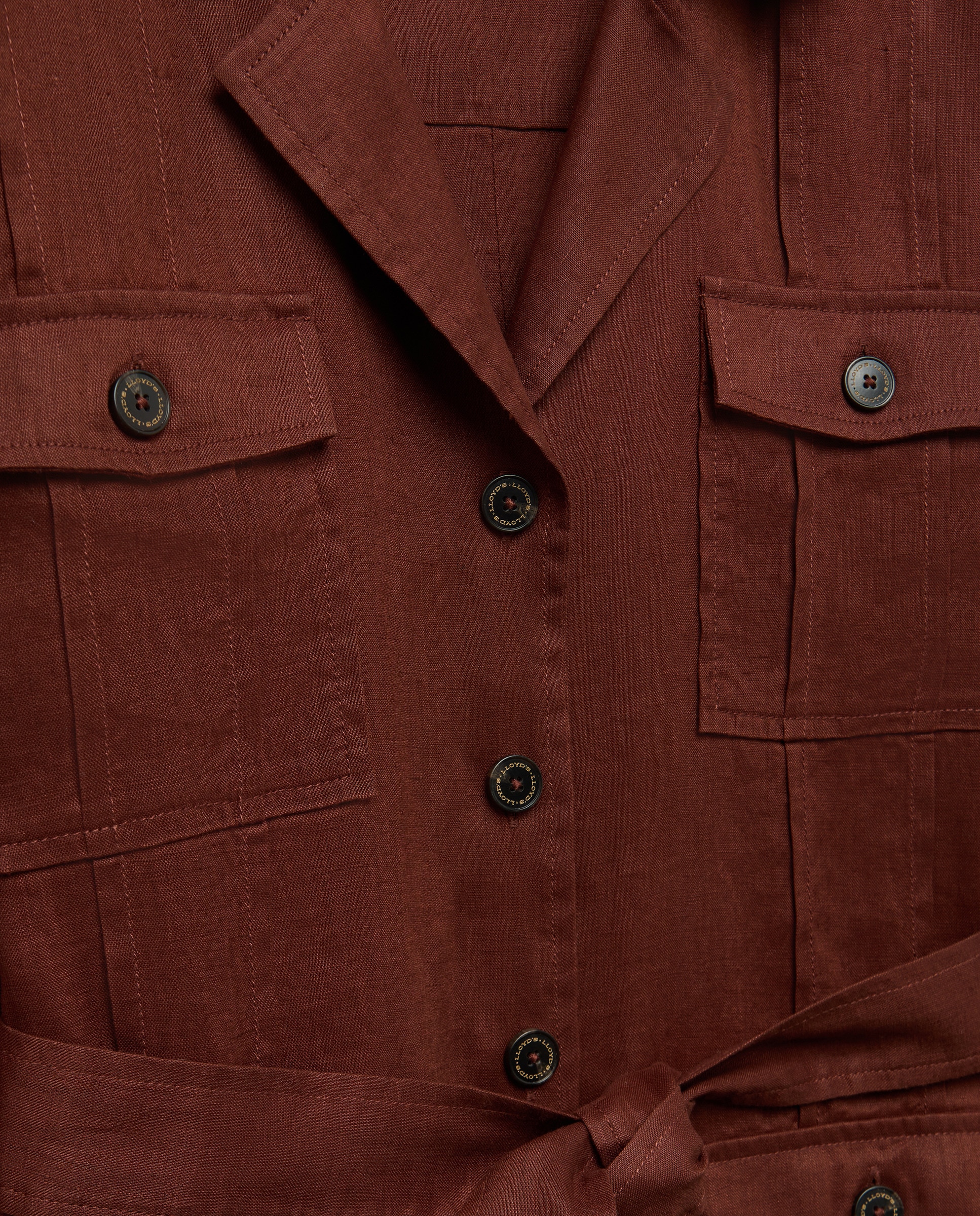 Camisa Estilo Casaco Safari com Manga Curta Castanho-5