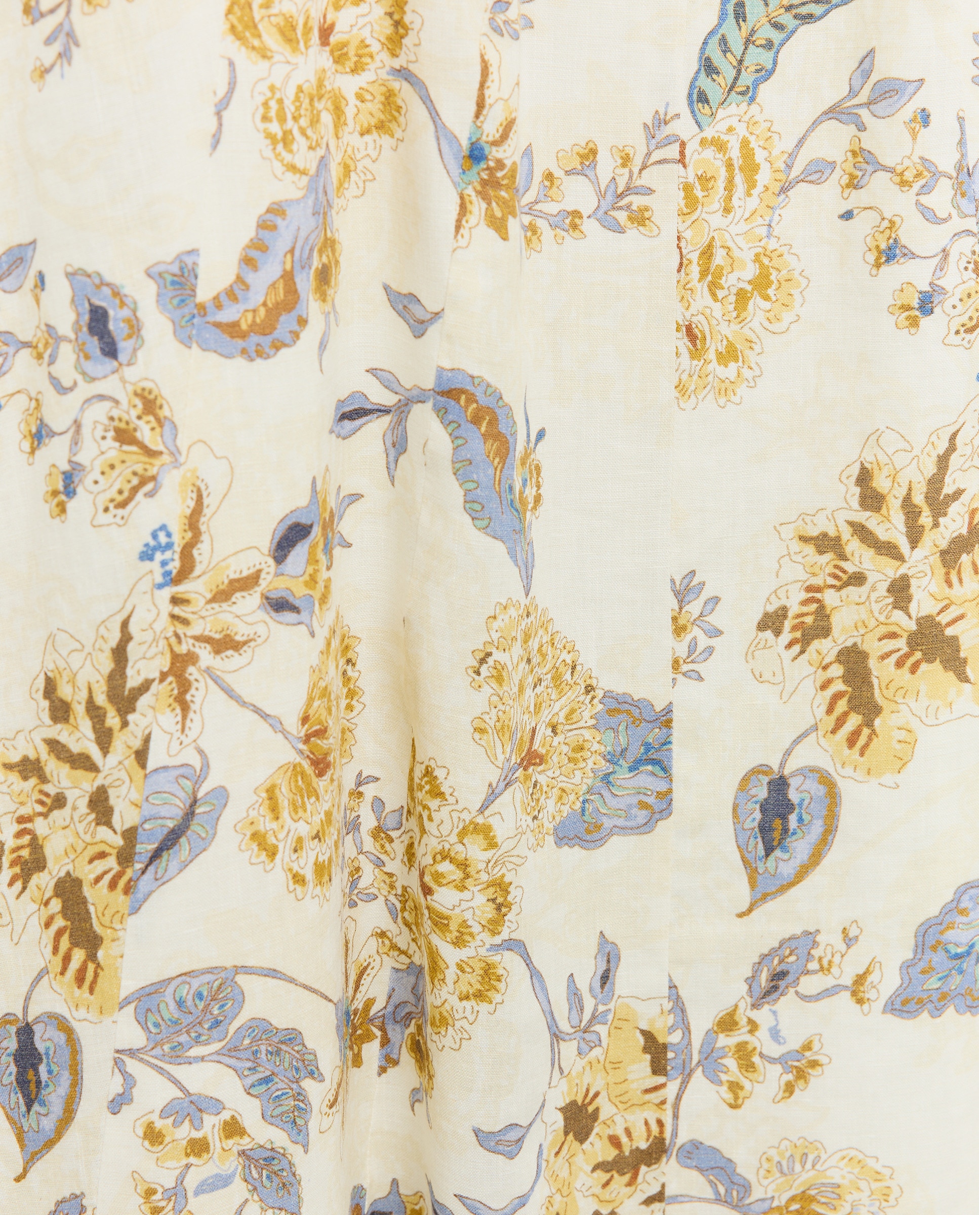 Vestido de Linho sem Mangas com Decote Quadrado e Estampado Floral Amarelo-5