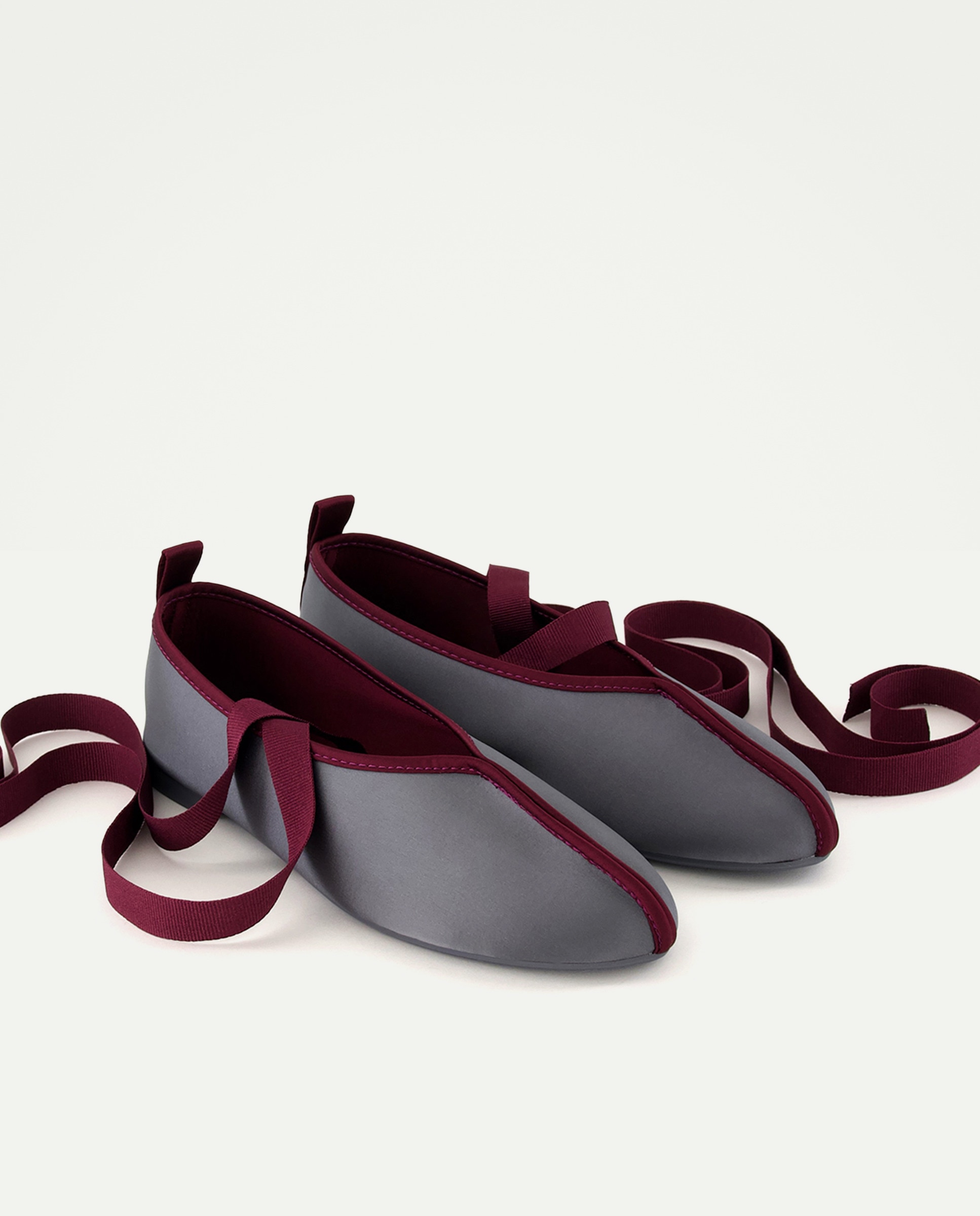 Bailarina raso cinta lace up 290 Burdeos-2