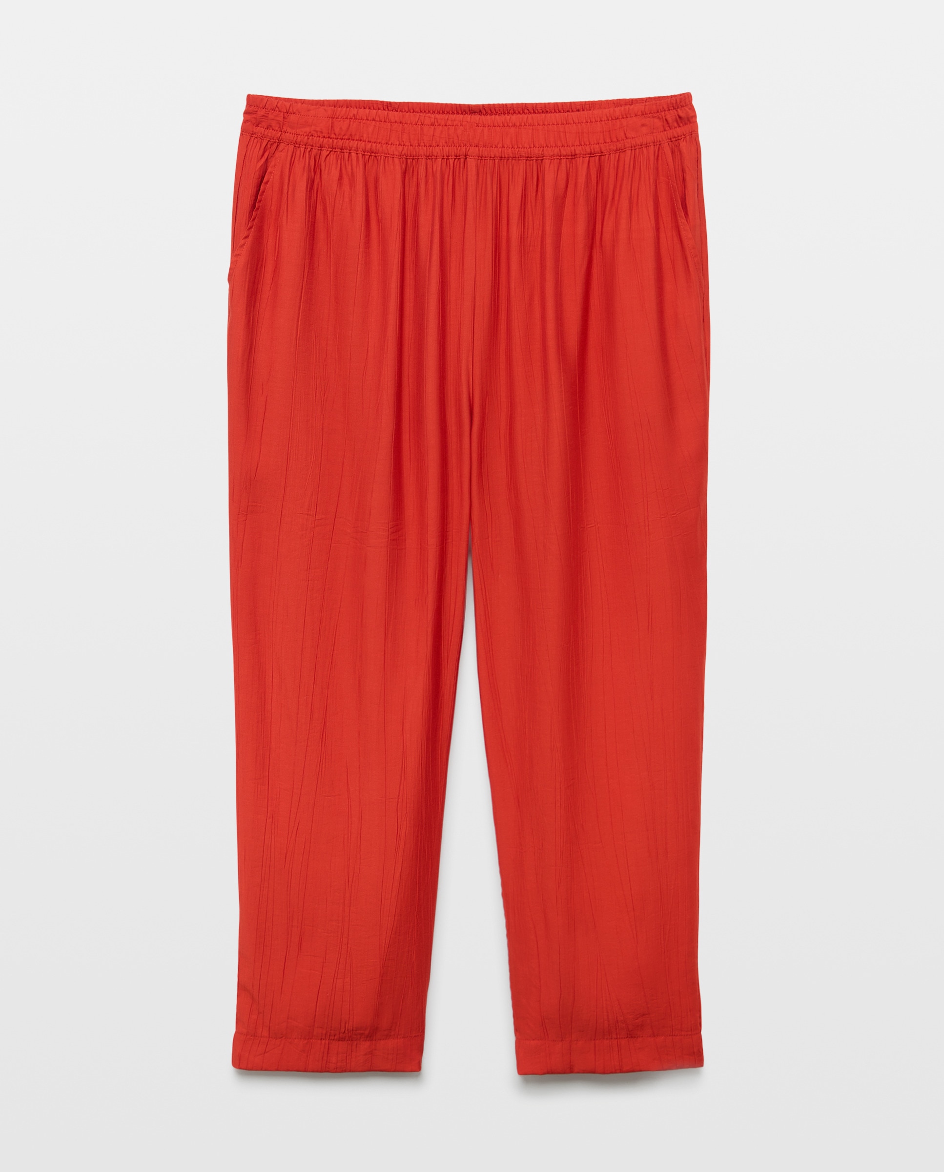 Calças Fluidas com Efeito Enrugado Castanho-4