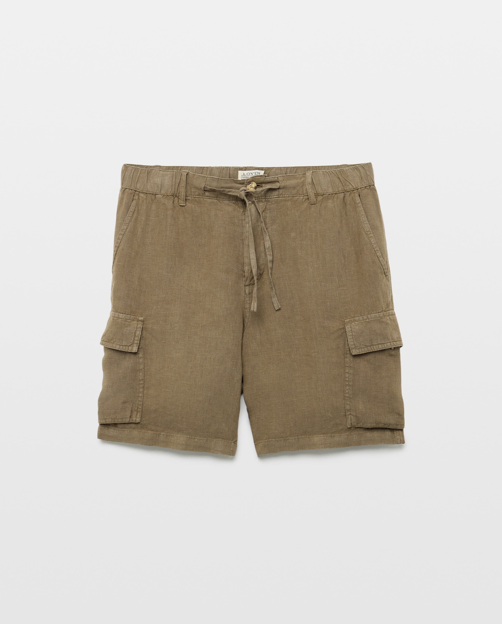 Bermudas Cargo de Linho com Cordão Verde-escuro-4