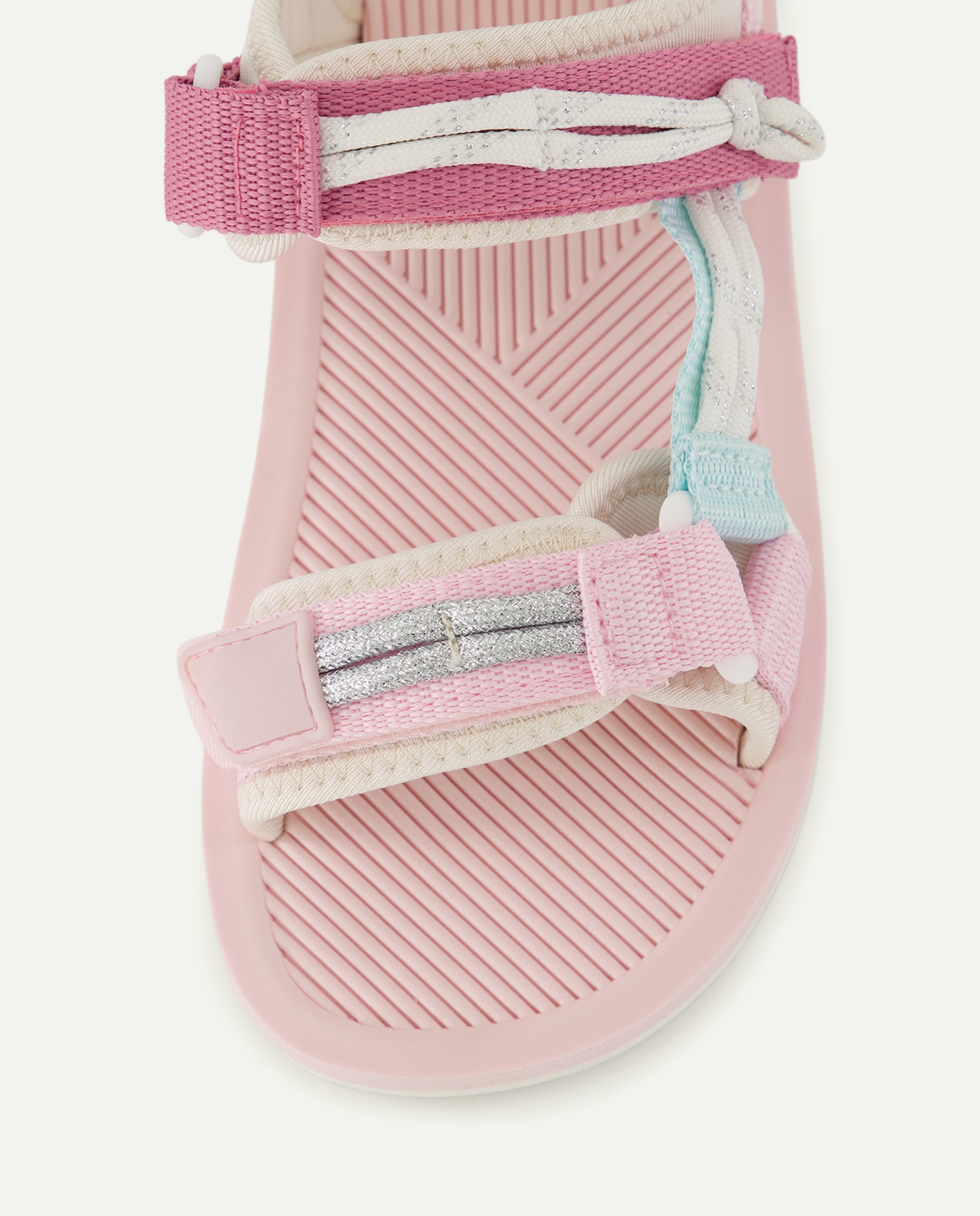 Sandálias com Velcro e Cordas 200 Rosa-5