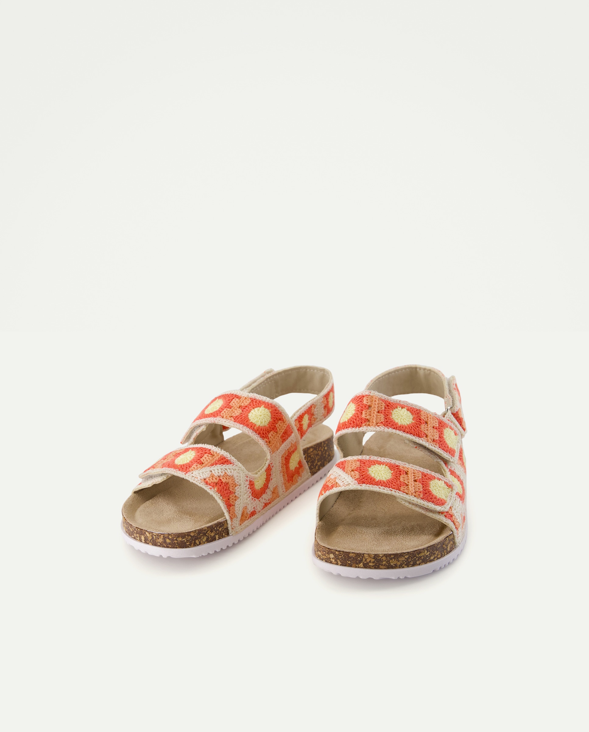Sandálias com Detalhe de Crochet Multicolor-2