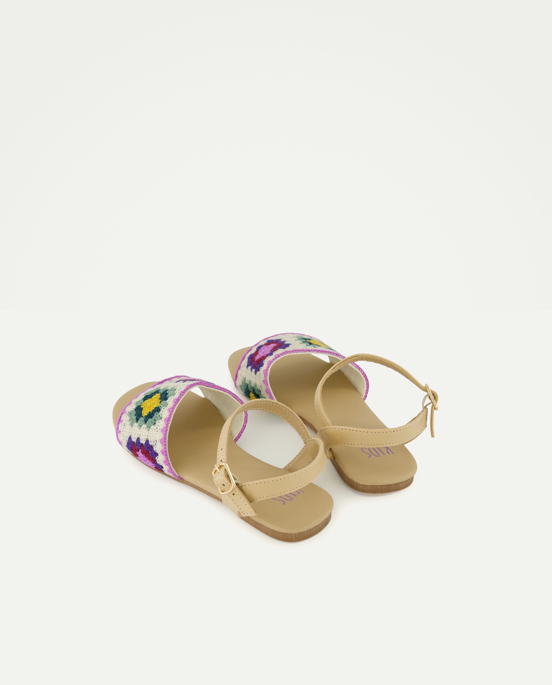 Sandálias com Tiras Largas de Crochet Multicolor-3