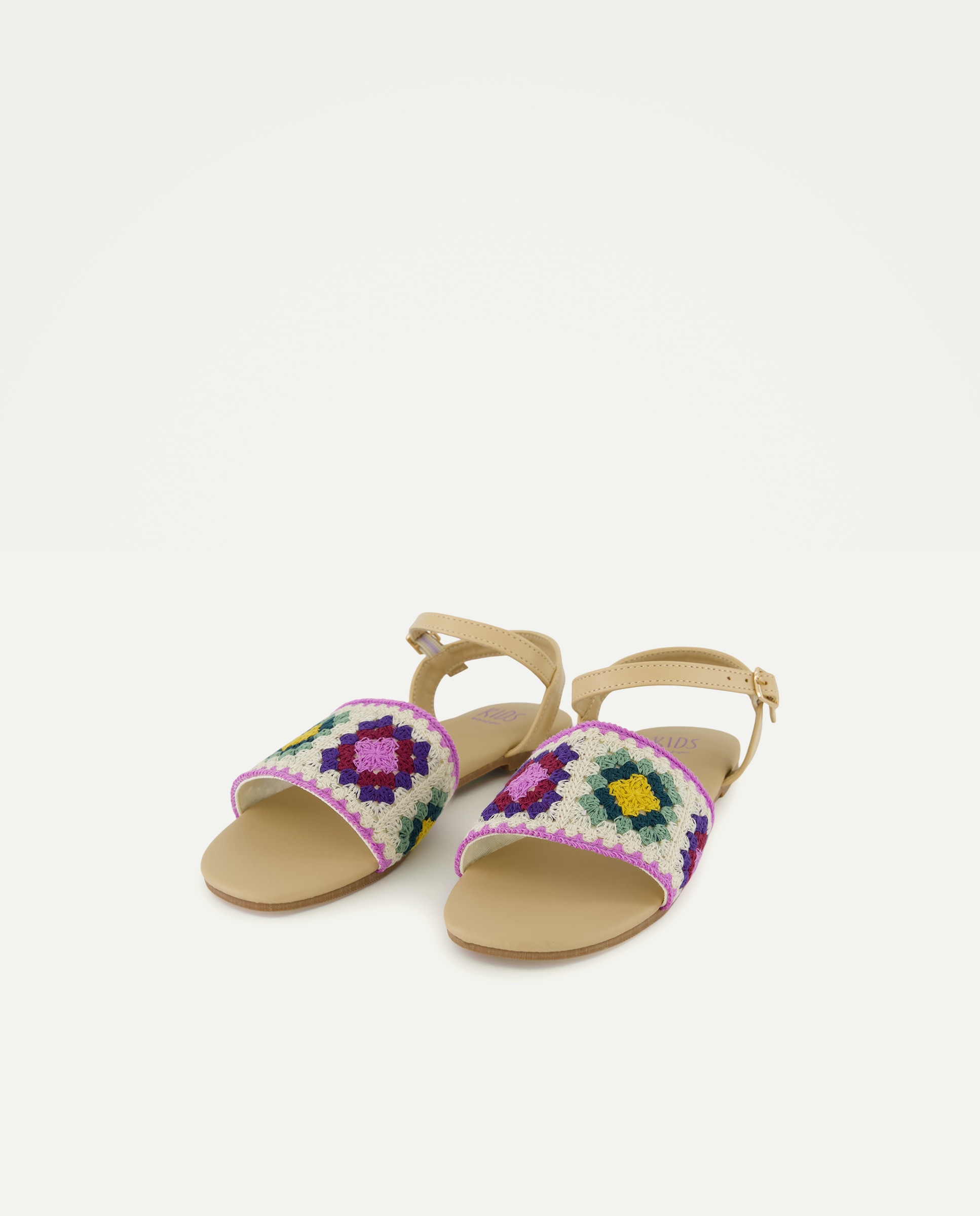 Sandálias com Tiras Largas de Crochet Multicolor-2