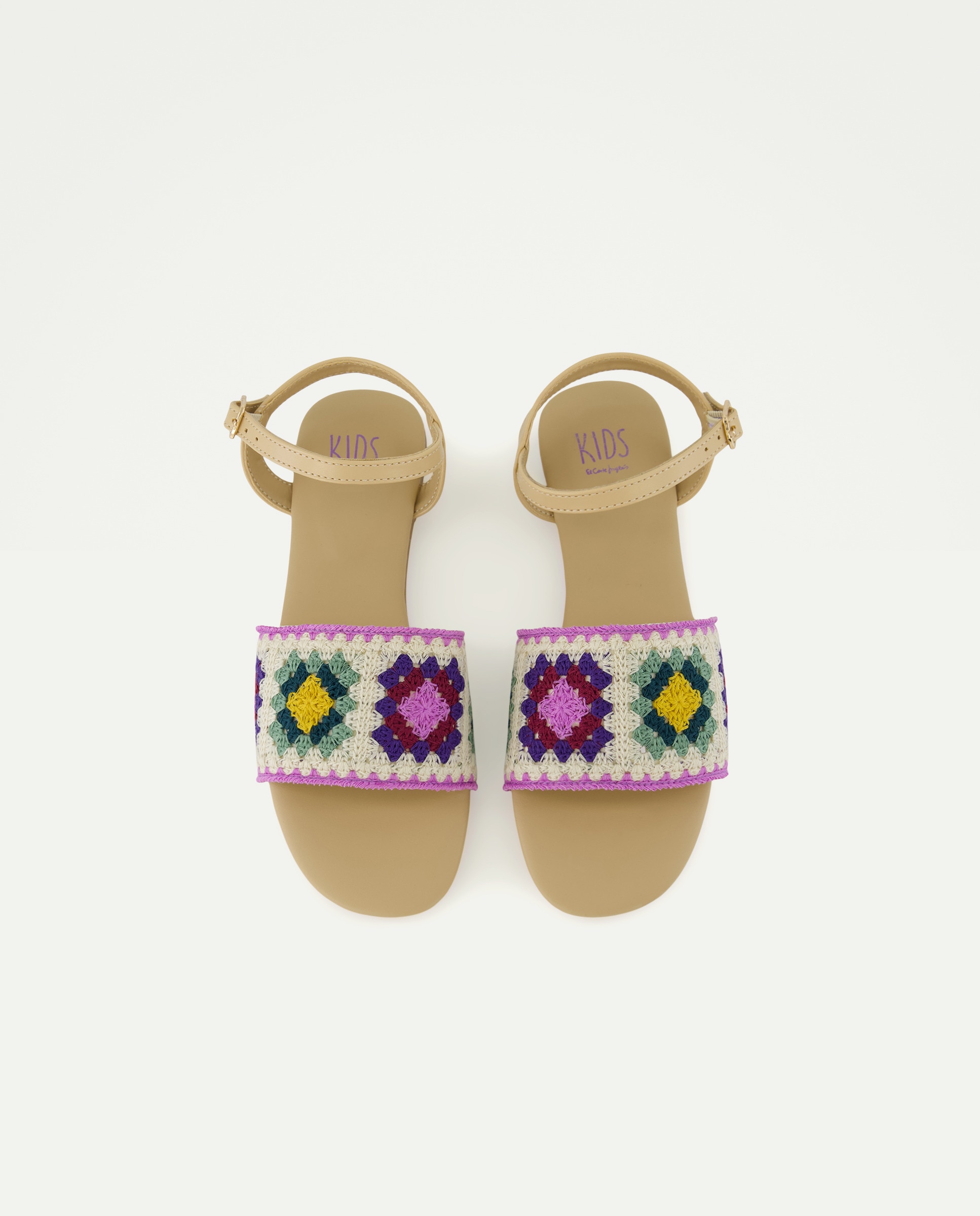 Sandálias com Tiras Largas de Crochet Multicolor-4