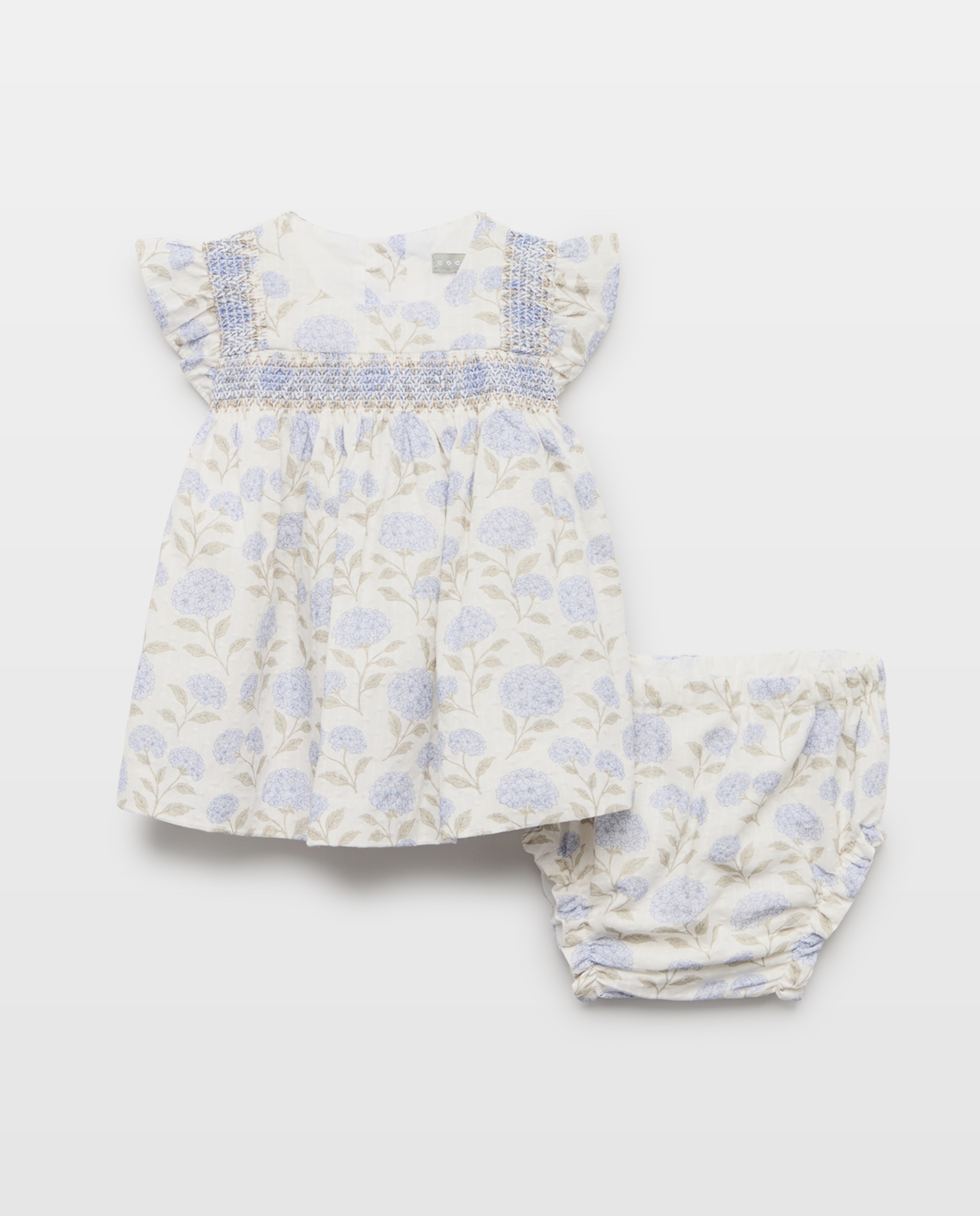 Vestido de Bebé sem Mangas e com Estampados Azul-1