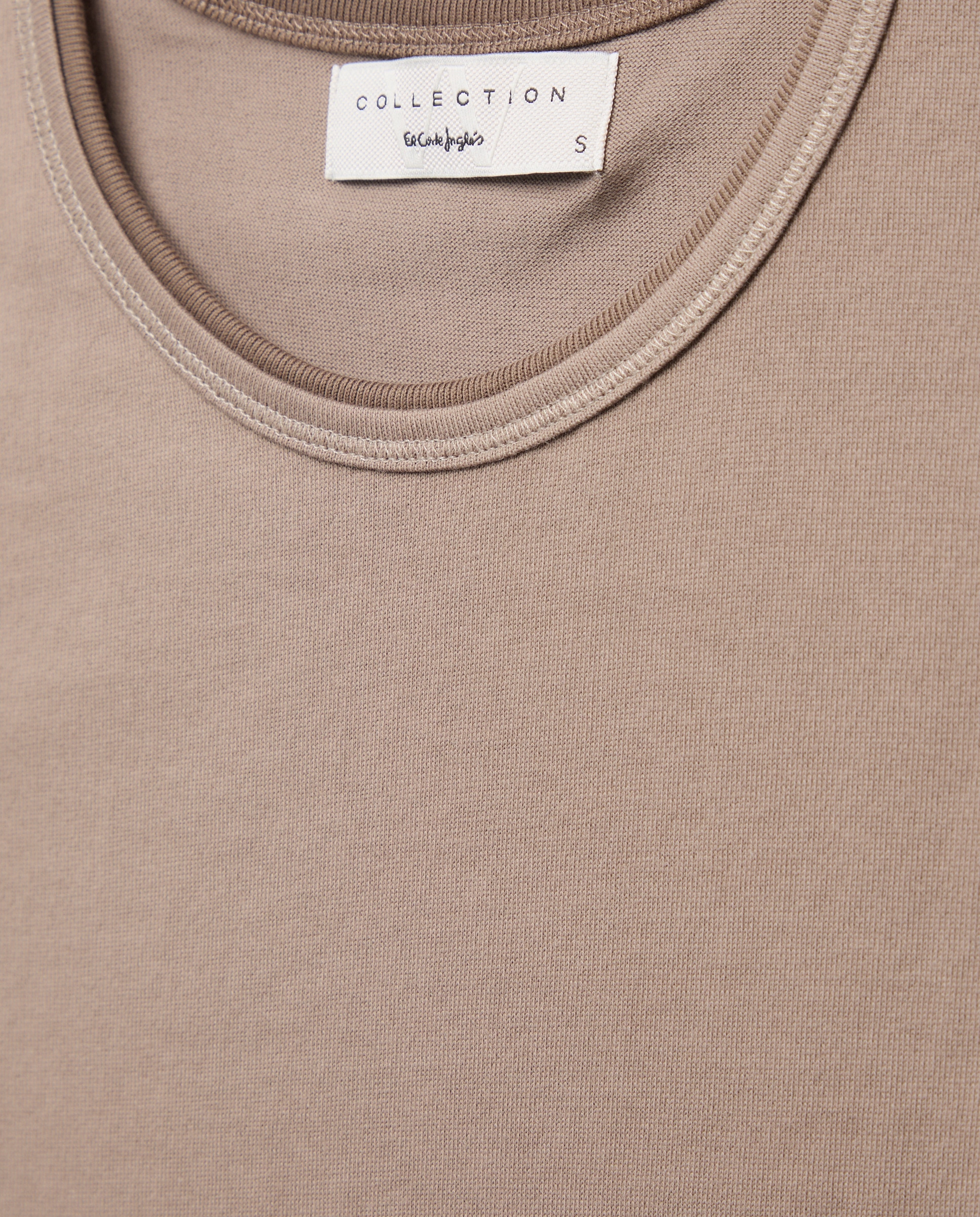 T-shirt sem Mangas com Decote Redondo e Contraste em Vivos Vison Claro-5
