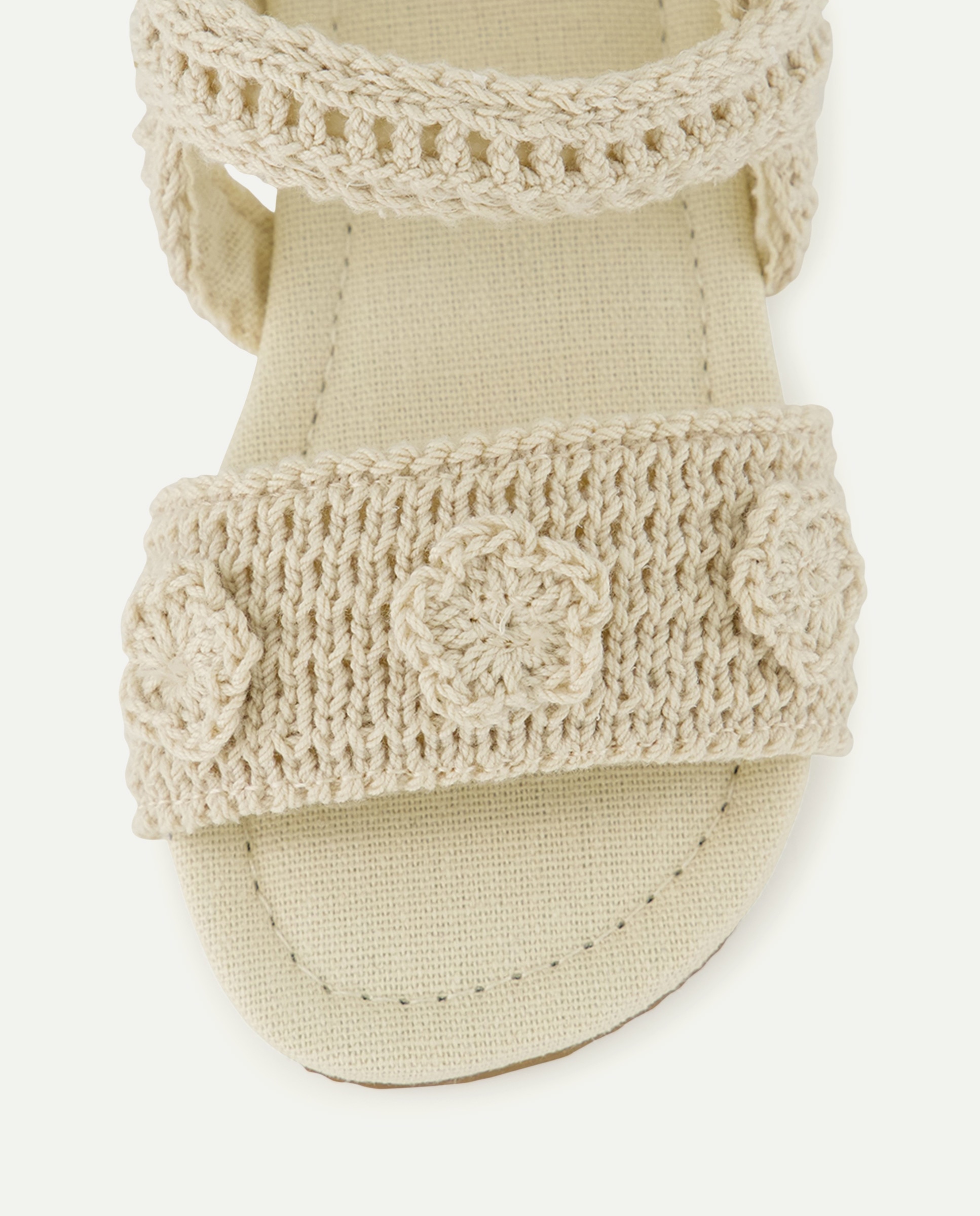 Sandálias de Crochet de Bebé com Flores Branco-5