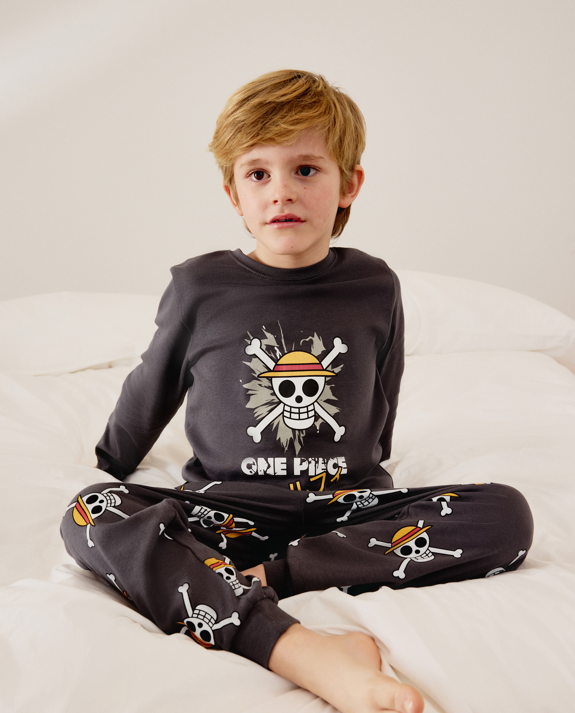 Pijama de Malha One Piece Caveira Cotton Juice Cinzento-1