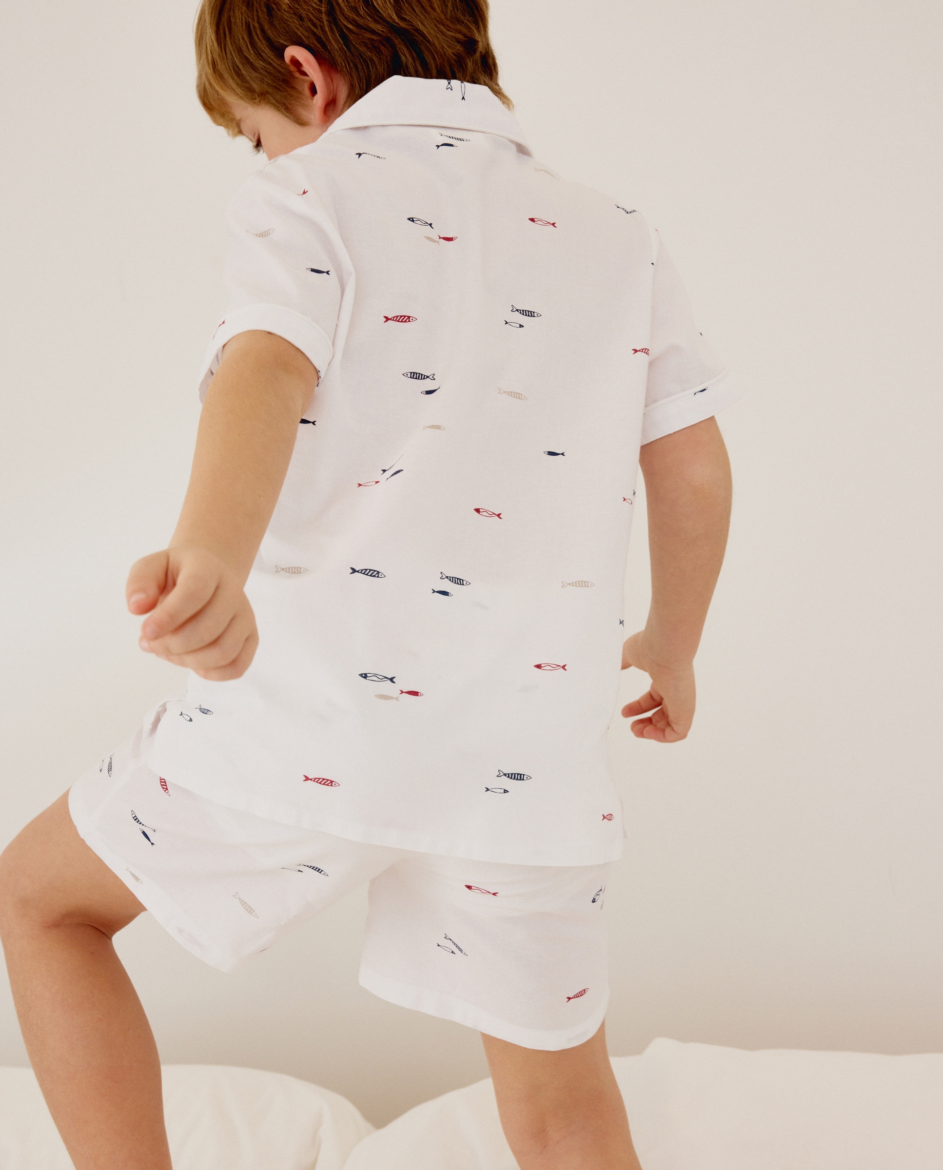 Pijama Curto Oxford Abotoado com Estampado de Fantasia Cotton Juice Branco-3