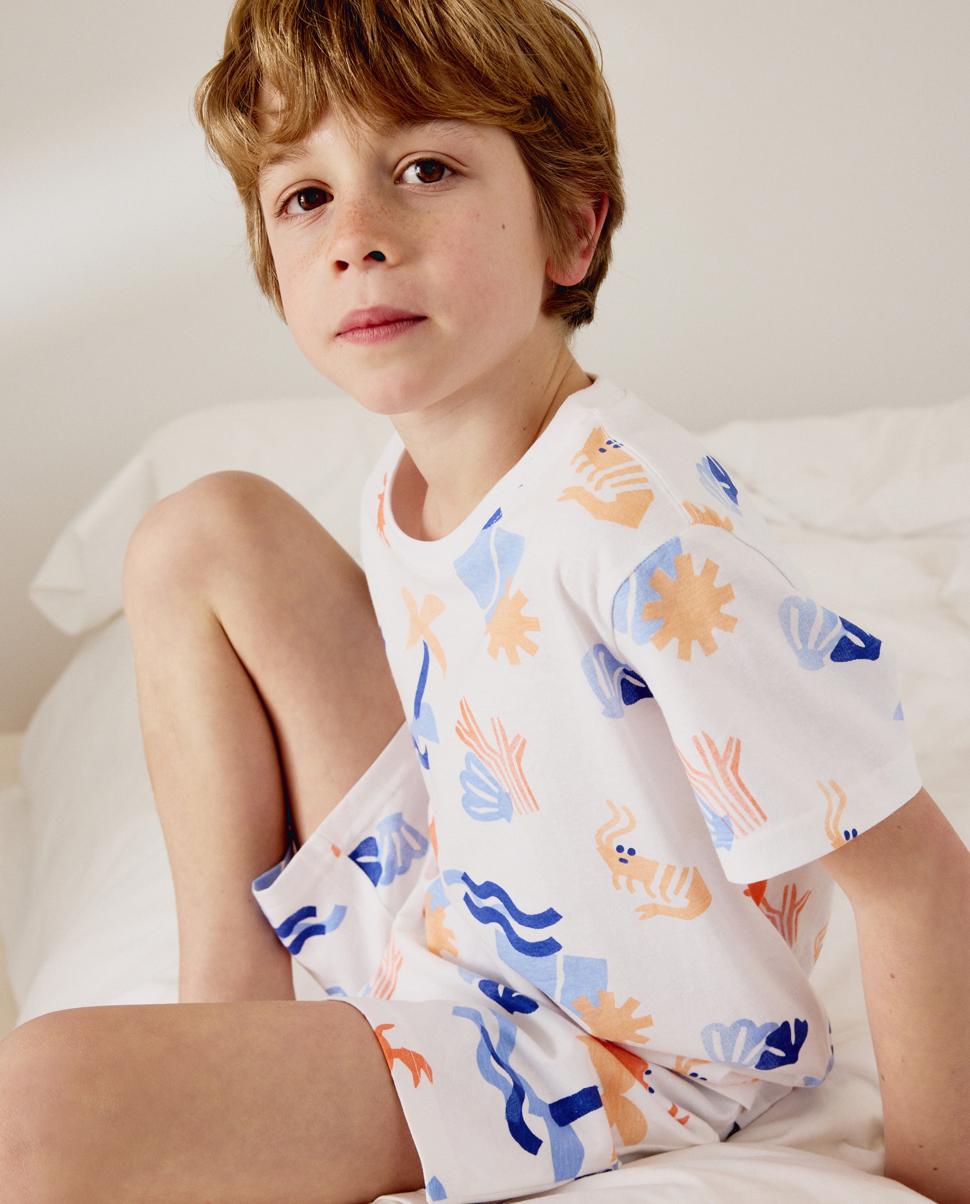 Pijama Curto com Estampado de Fantasia Cotton Juice Branco-2