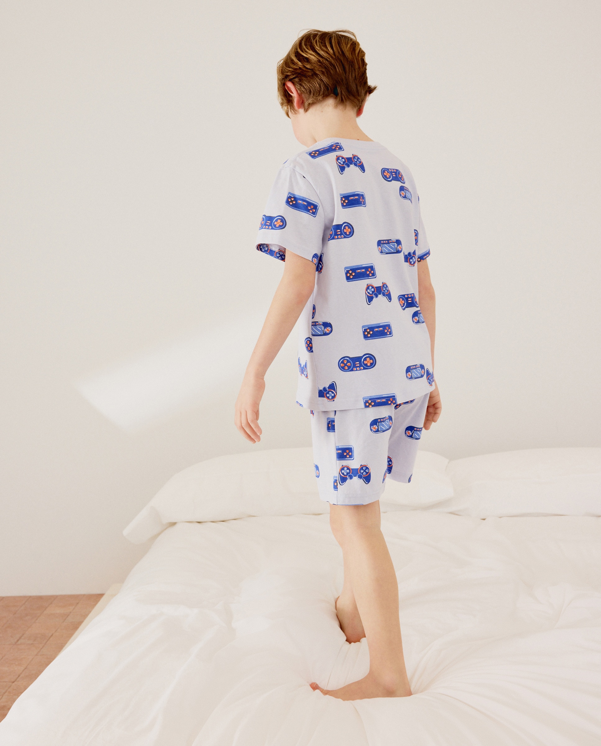 Pijama Curto com Estampado de Fantasia Cotton Juice Azul-3
