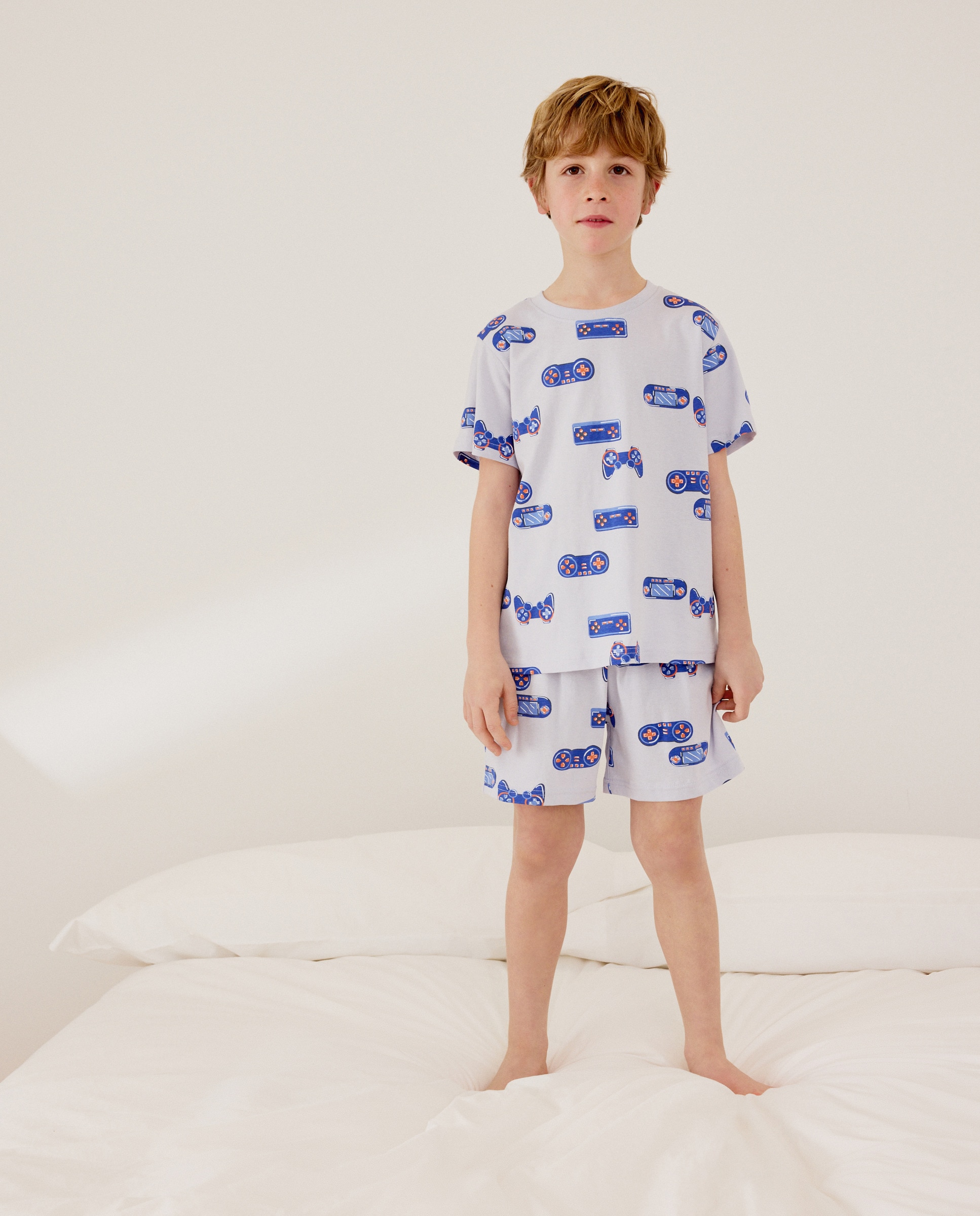 Pijama Curto com Estampado de Fantasia Cotton Juice Azul-2