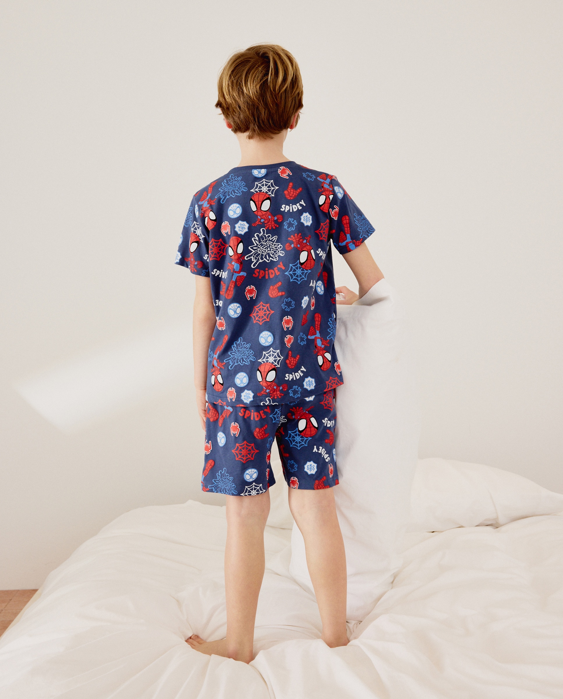 Pijama Curto Homem-Aranha Cotton Juice Azul-marinho-3