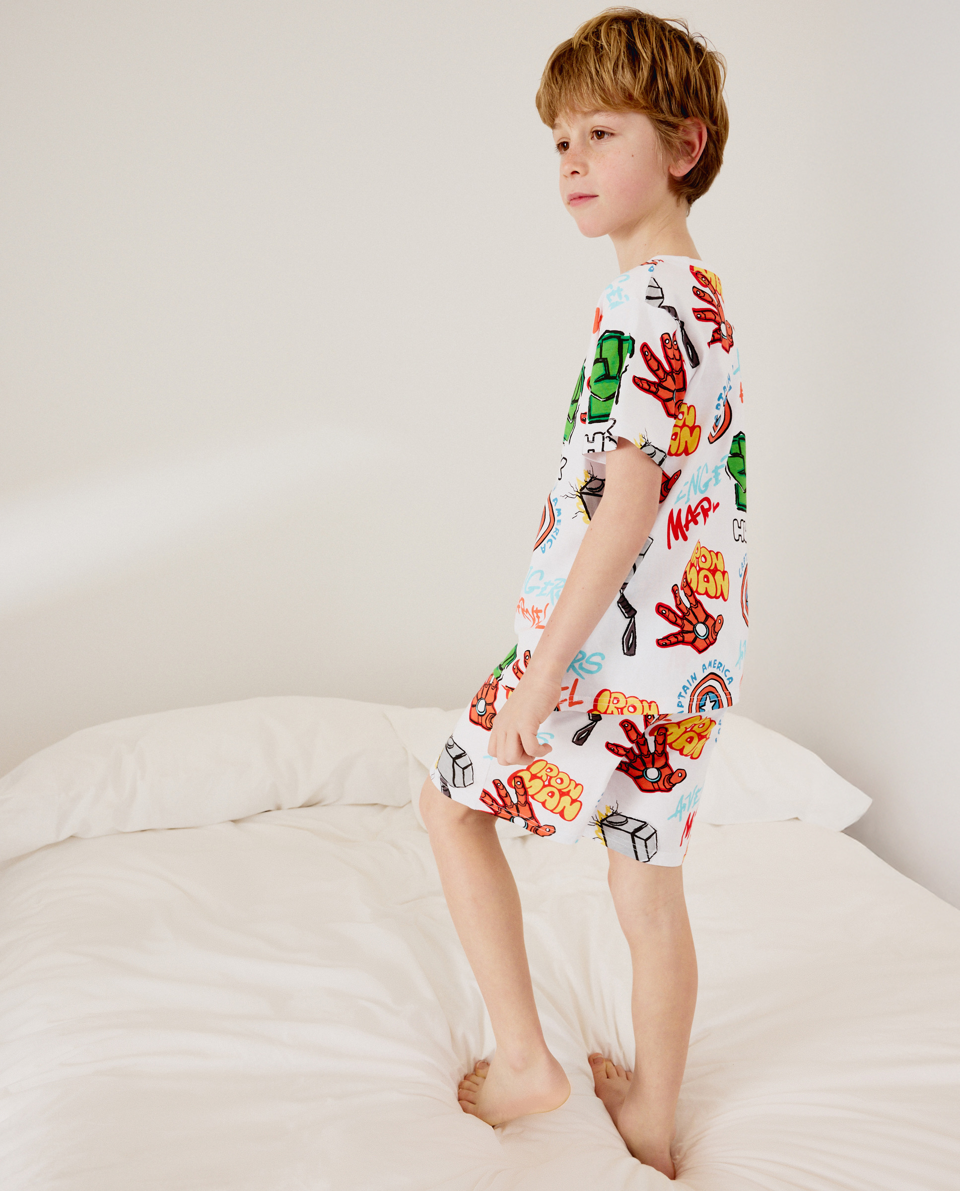 Pijama Curto Os Vingadores Branco-3