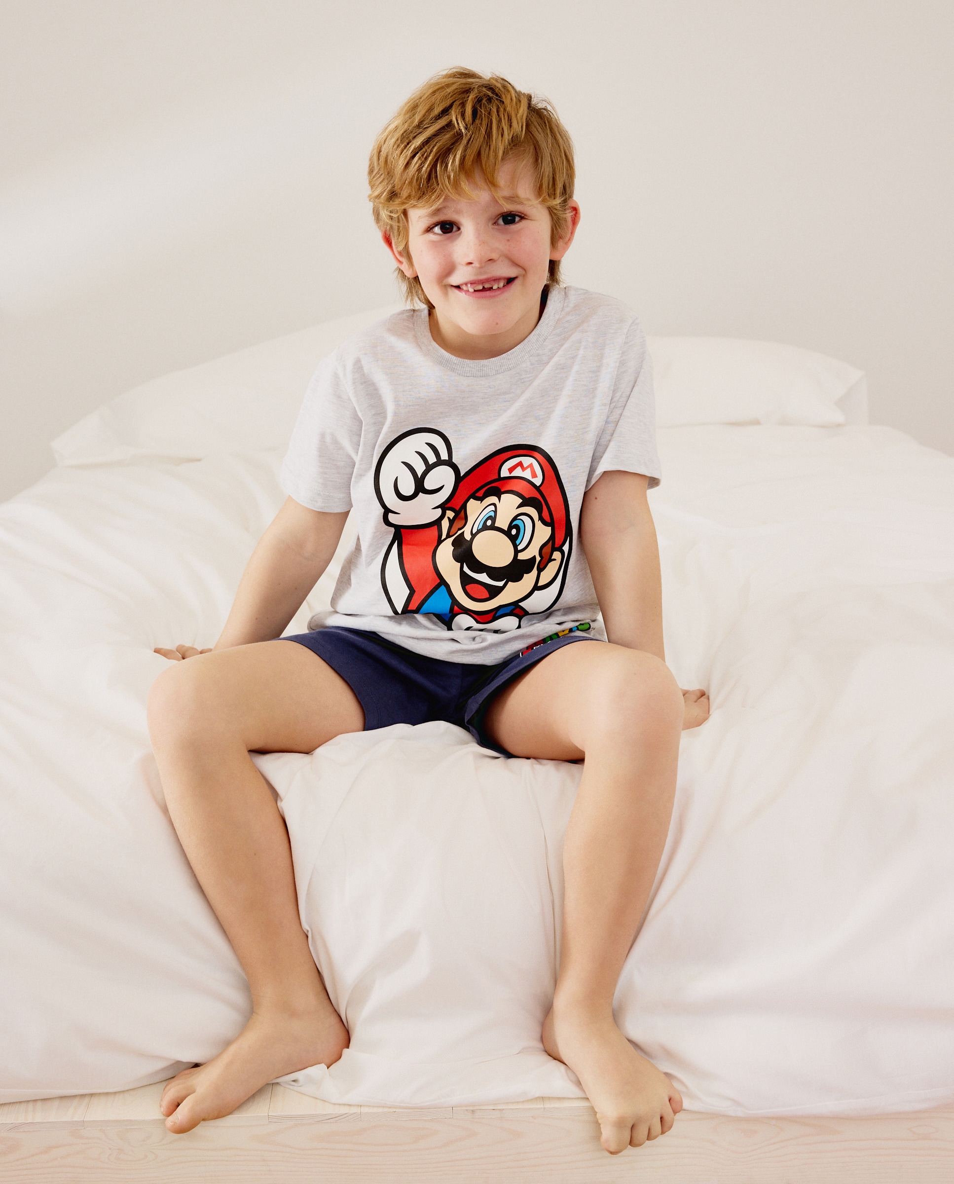 Pijama Curto Mario Bros Cinzento-1
