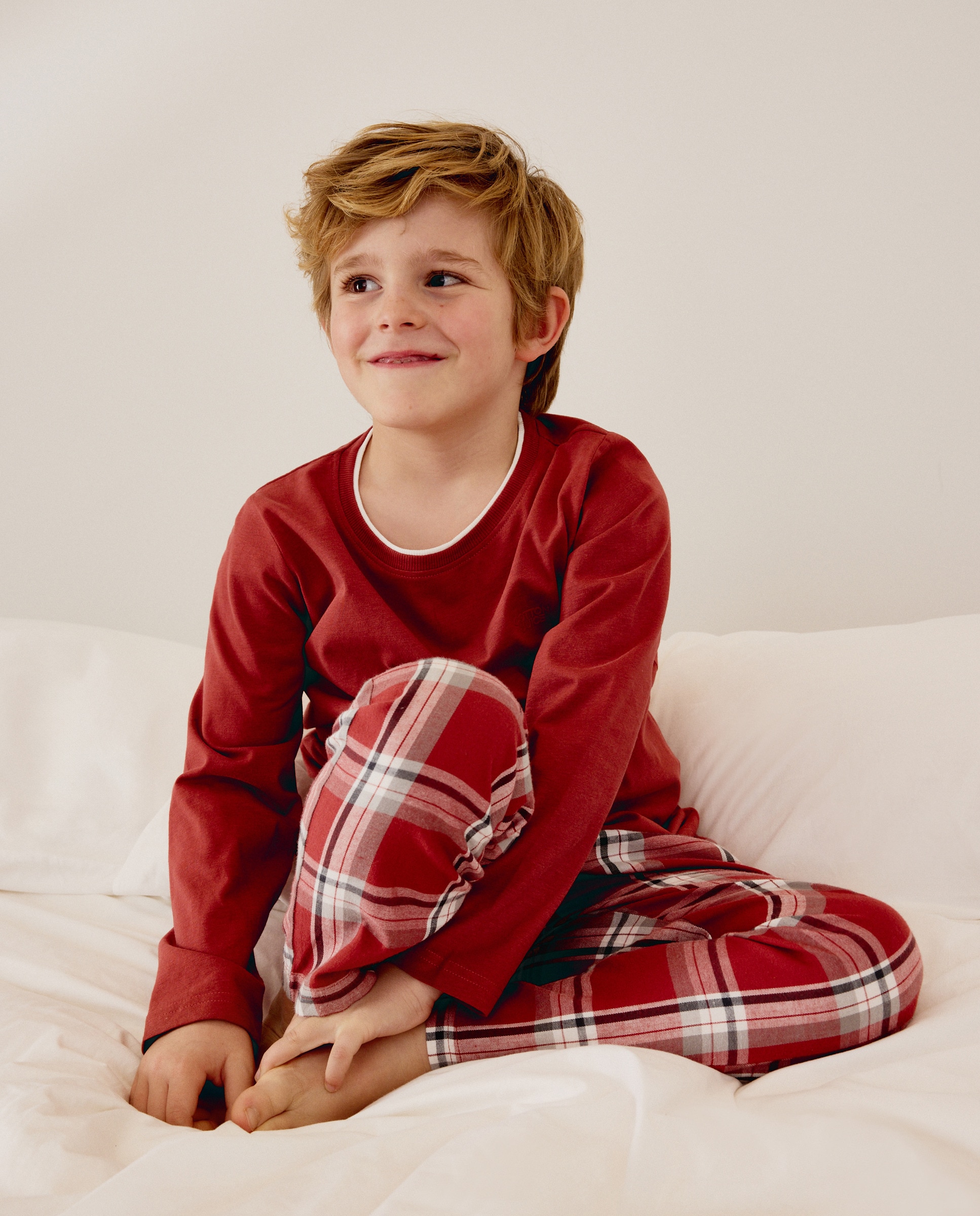 Camisola com manga comprida e contrastes Cotton Juice 630 Coral-1