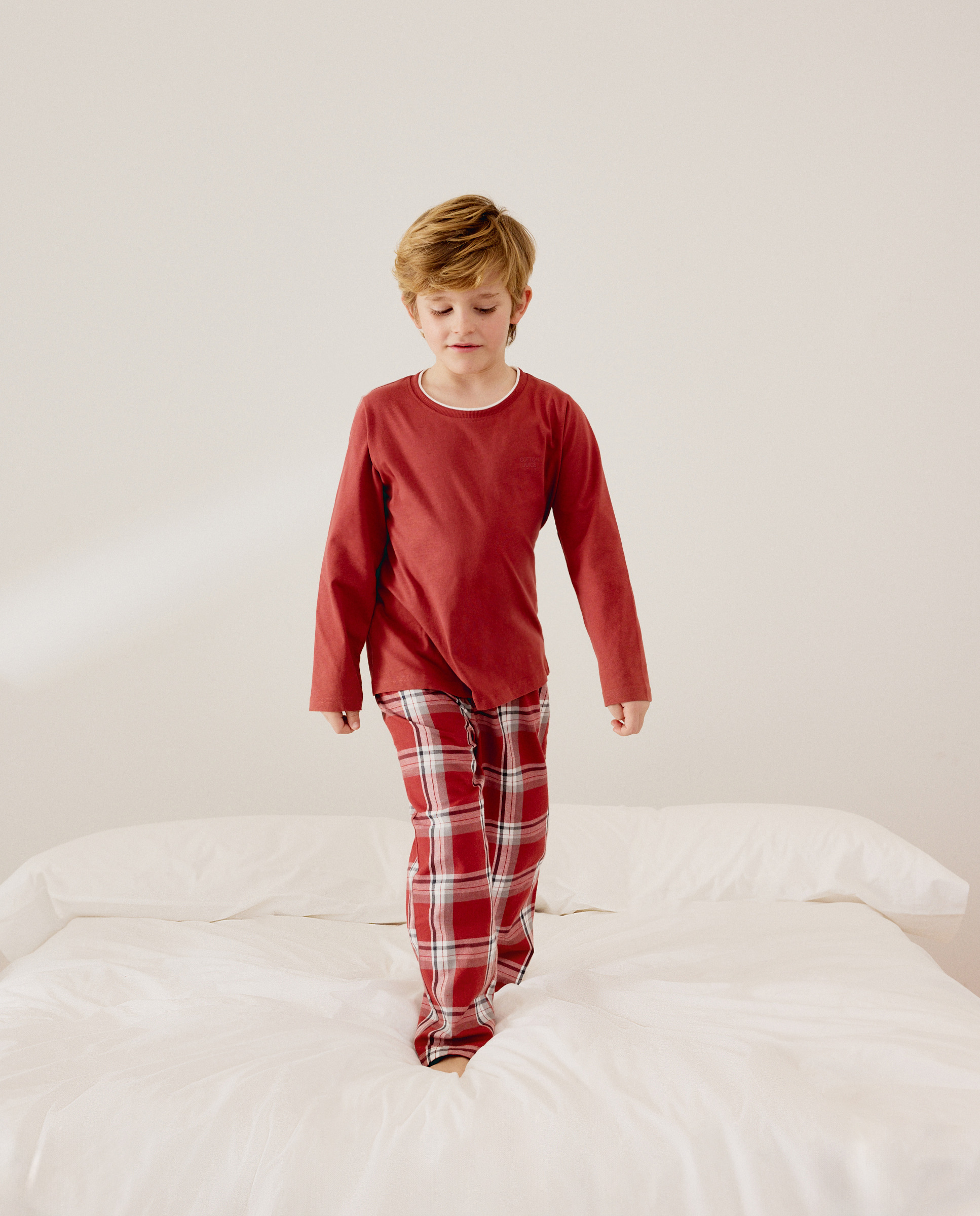 Camisola com manga comprida e contrastes Cotton Juice 630 Coral-2