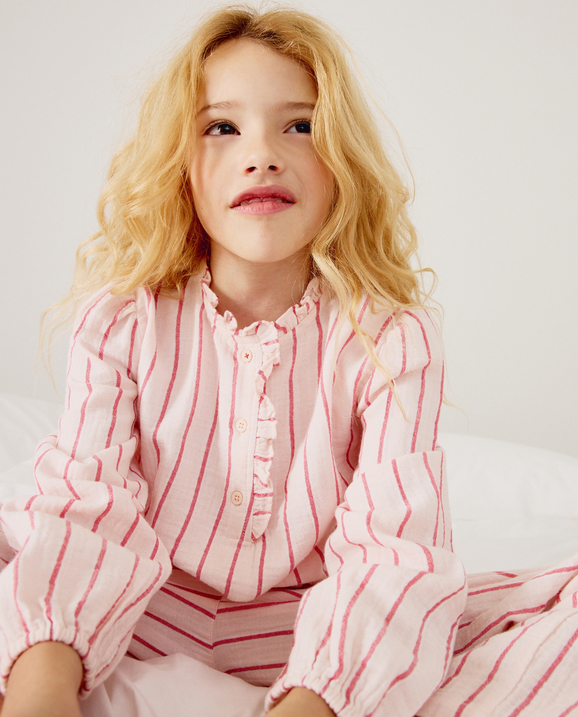 Pijama Completo Comprido em Chiffon com Botões Cotton Juice Rosa-3