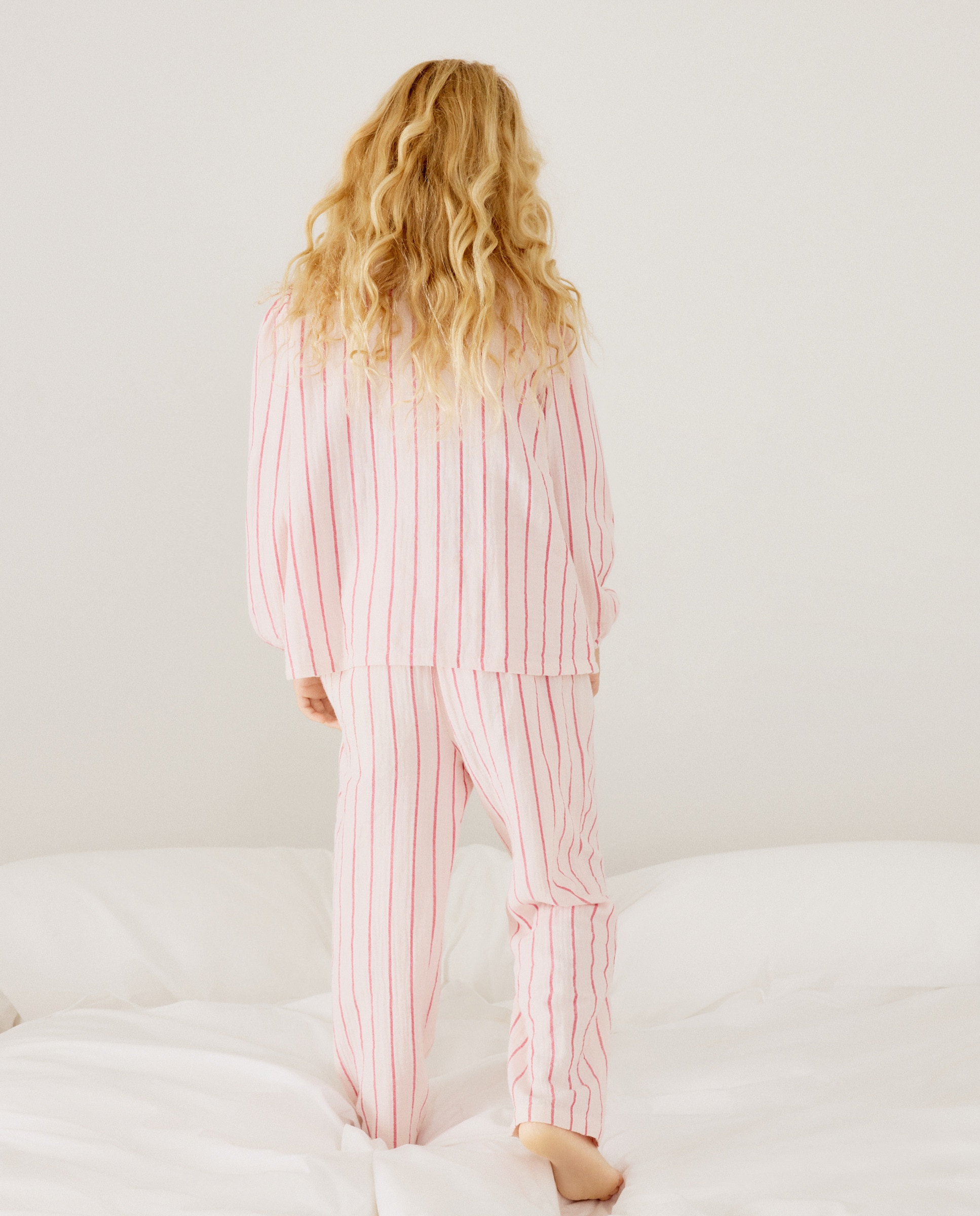 Pijama Completo Comprido em Chiffon com Botões Cotton Juice Rosa-4