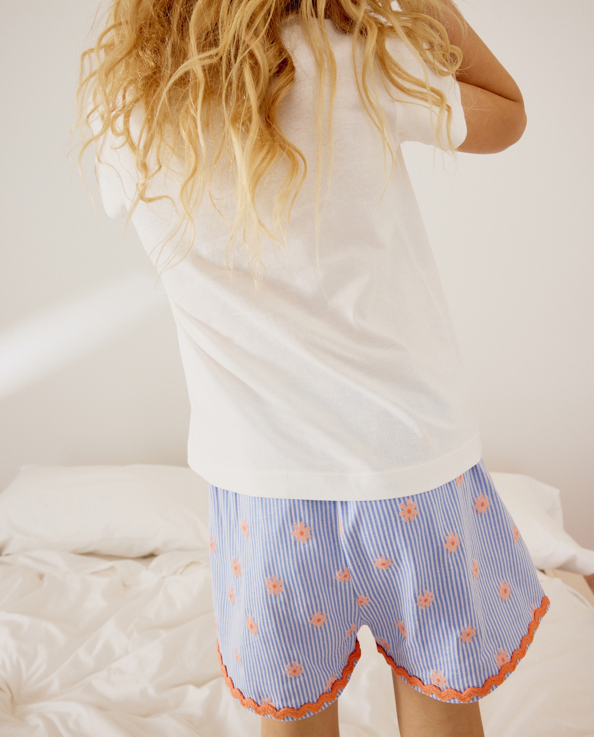 Pijama Curto com Estampado de Fantasia Azul-3