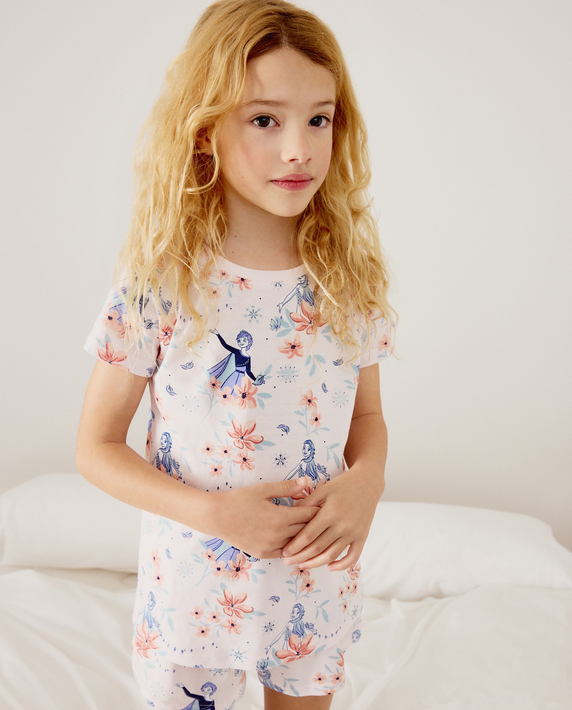 Pijama Curto Frozen Rosa-4