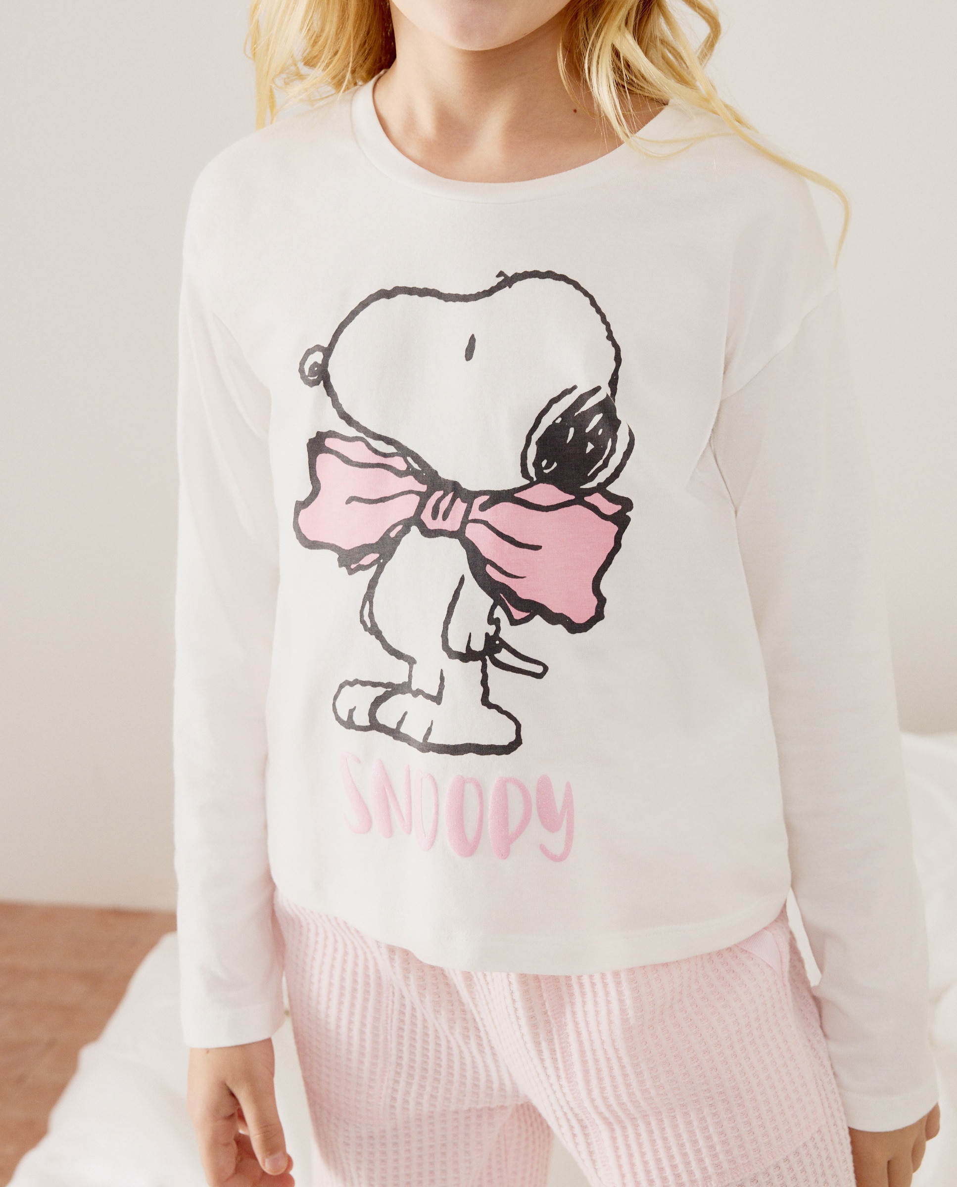 Camisola de Manga Comprida Snoopy Branco-1