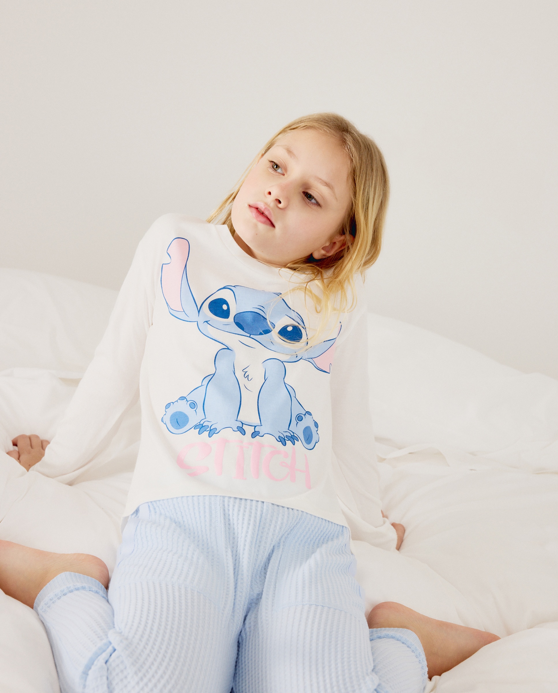 Camisola de Manga Comprida Lilo & Stitch Branco-1