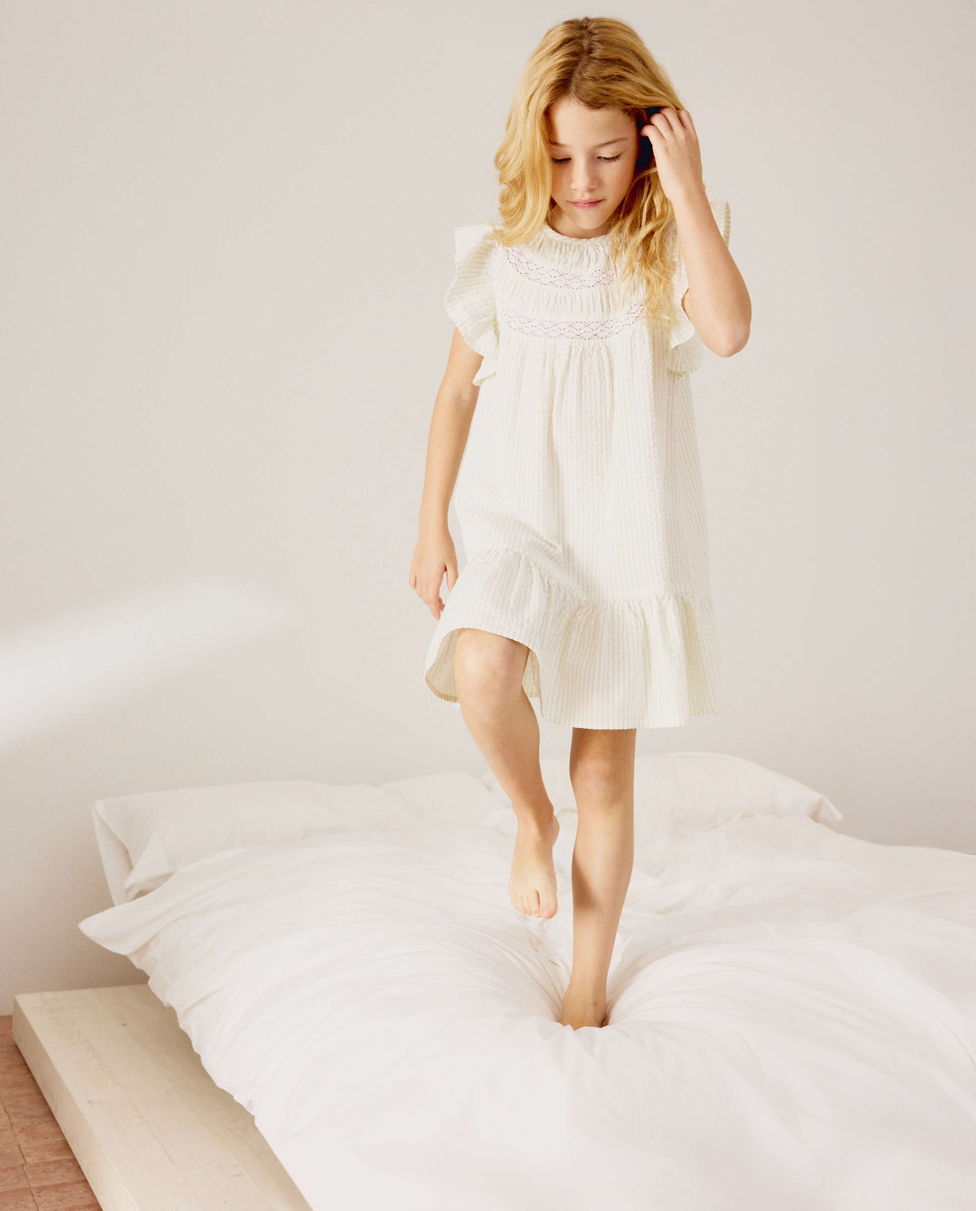 Camisa de Dormir Plana e em Seersucker com Fantasia Cotton Juice Verde-2