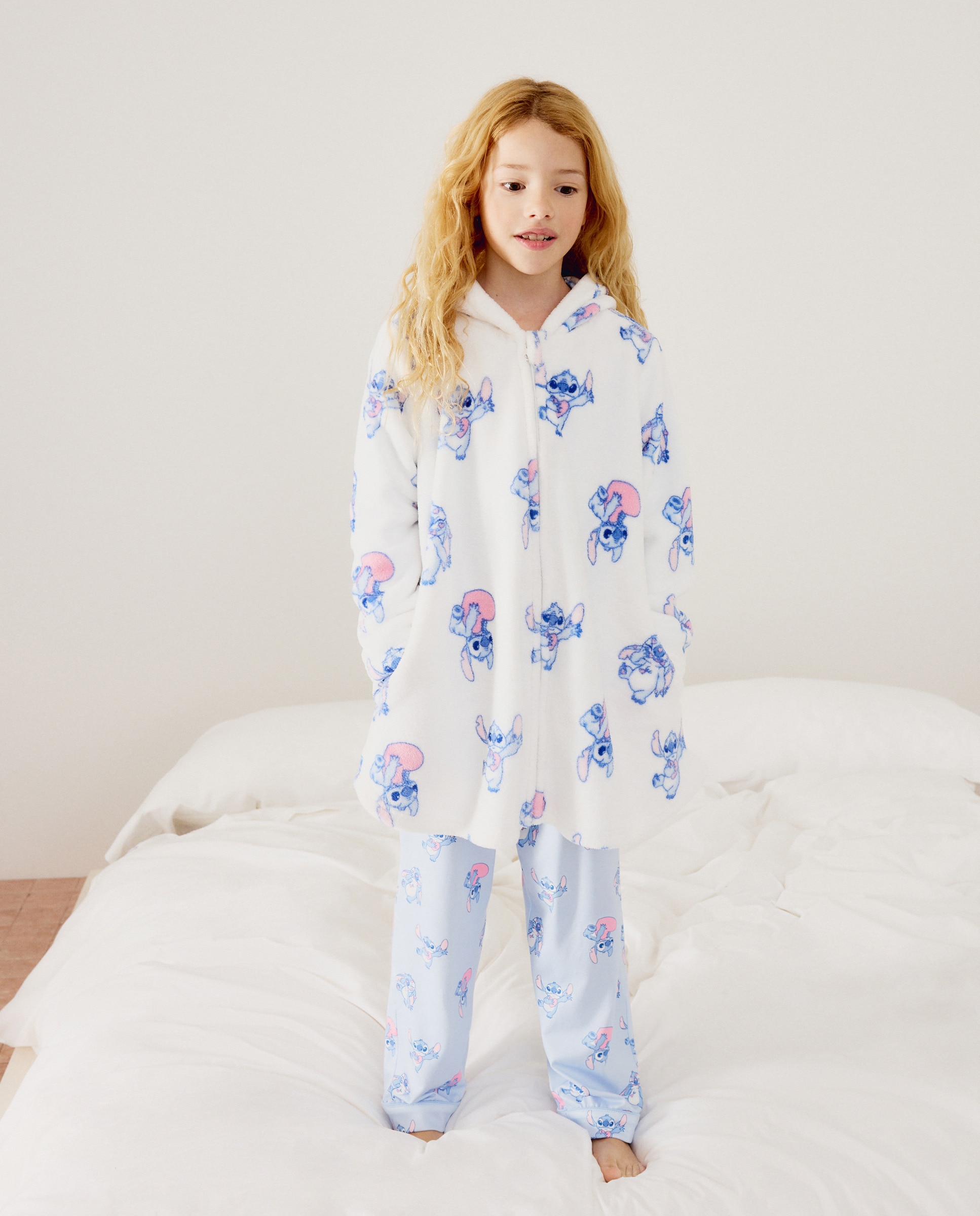 Robe Lilo & Stitch com Fecho de Correr Branco-2