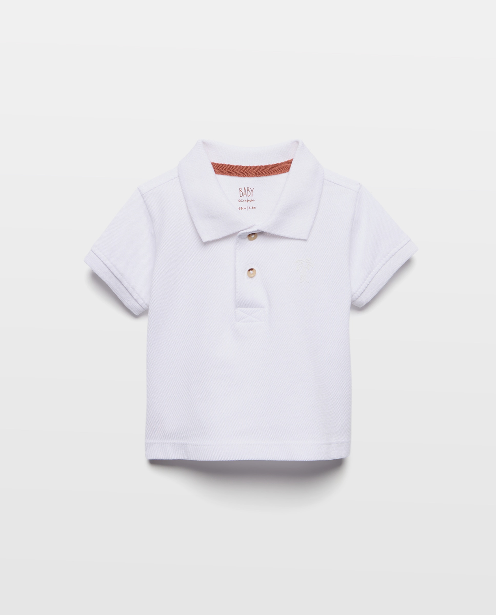 Polo Básico de Bebé com Manga Curta Branco-1