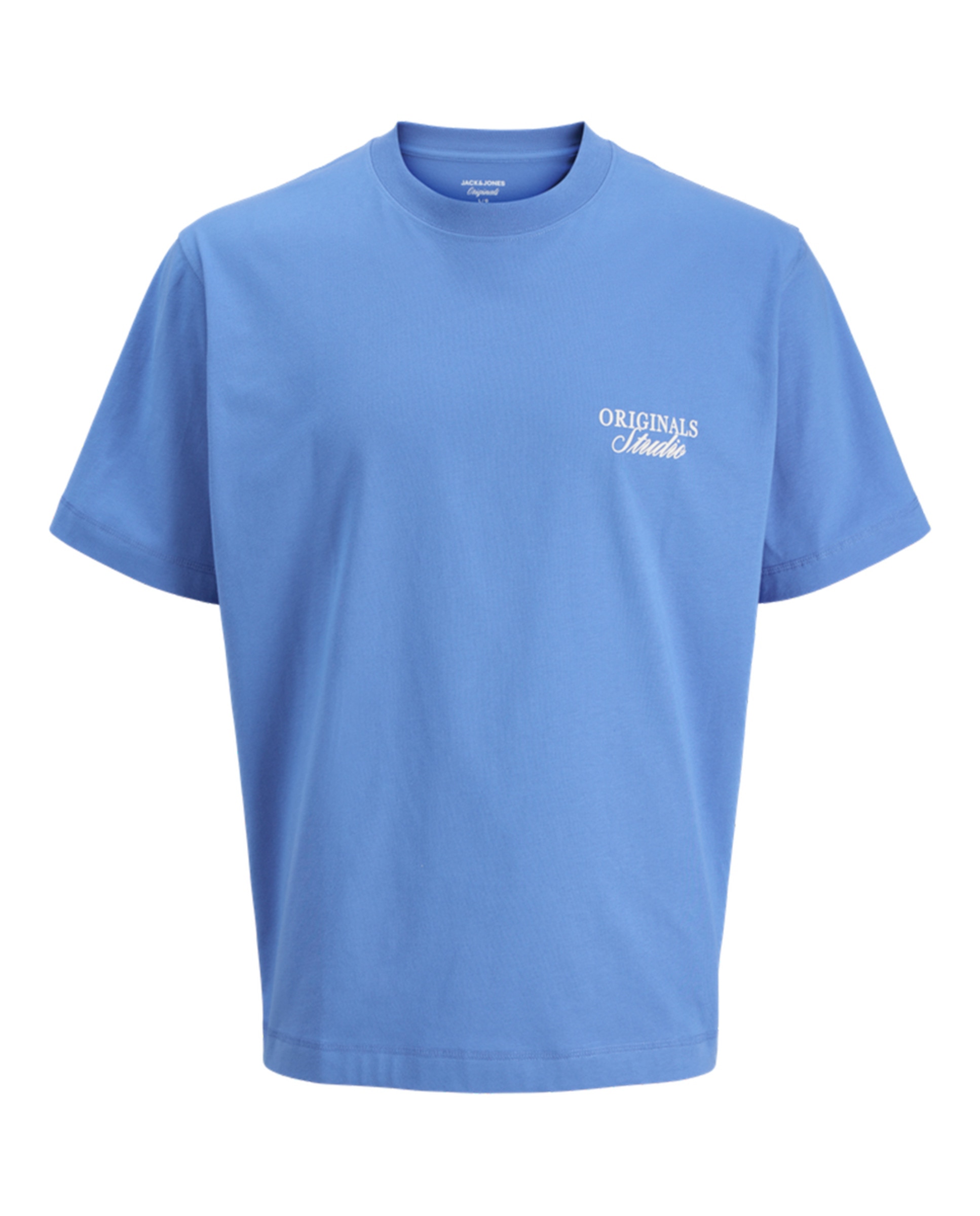 T-shirt de Manga Curta com Backprint Azul-6