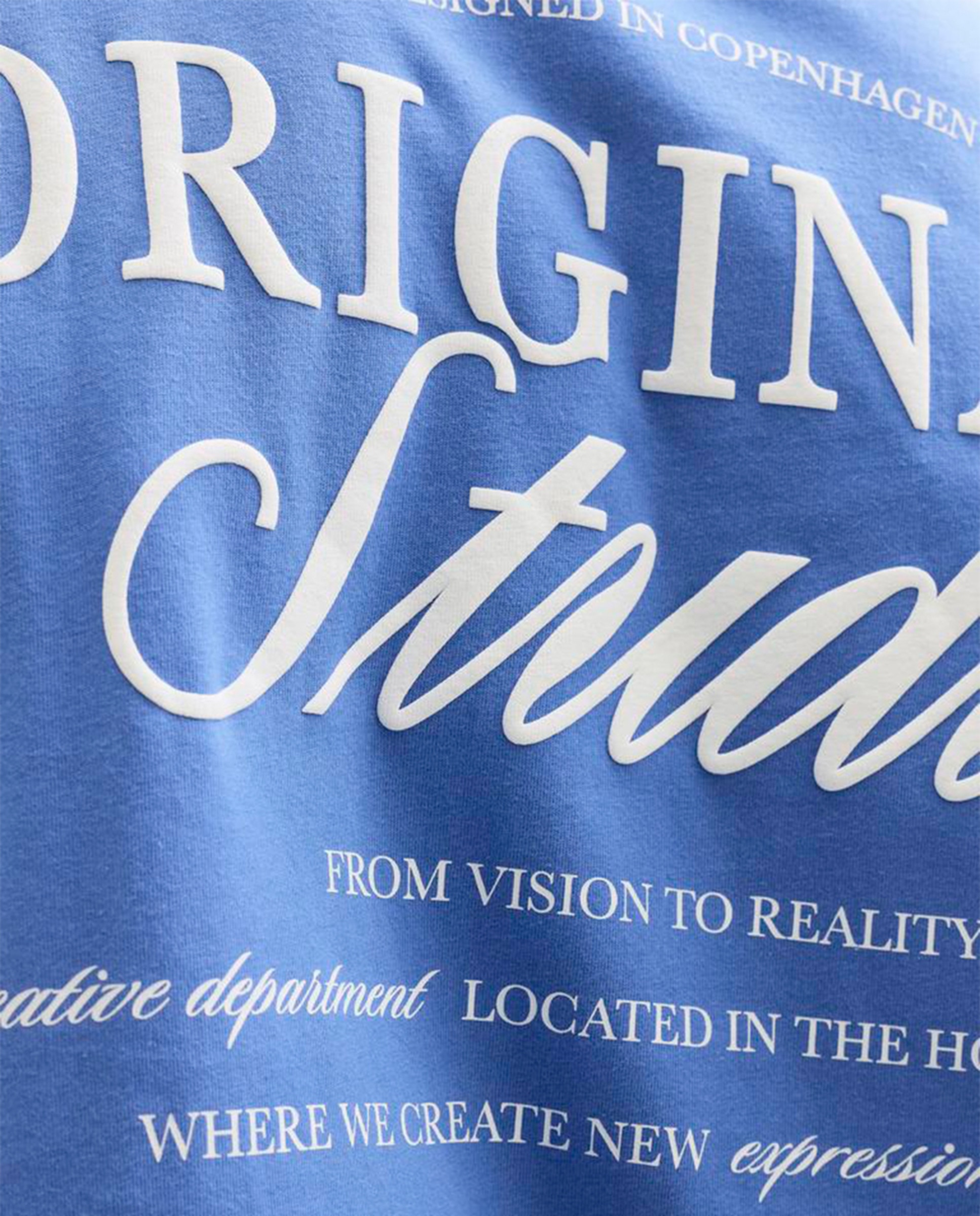 T-shirt de Manga Curta com Backprint Azul-4