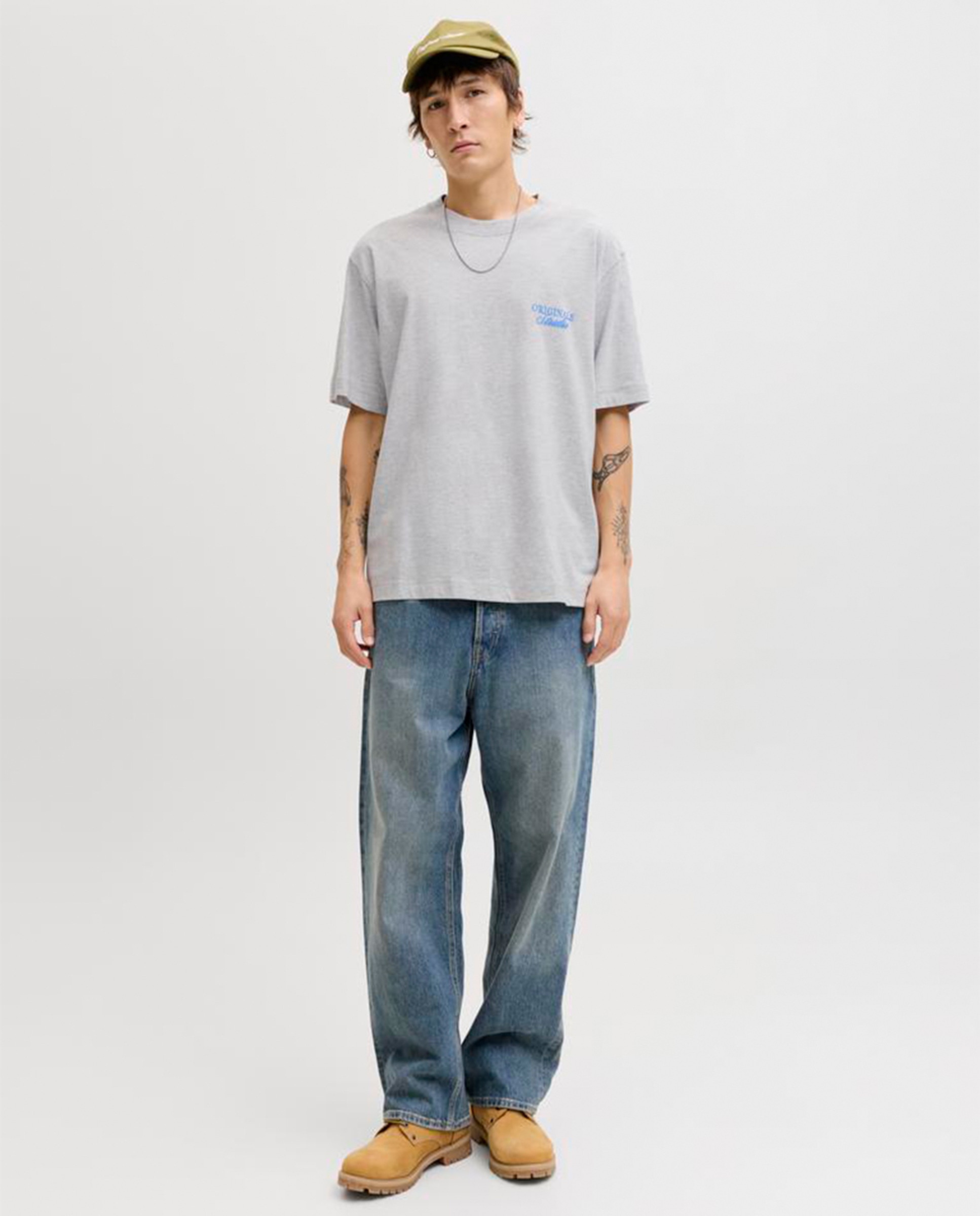 T-shirt de Manga Curta com Backprint Cinzento-8