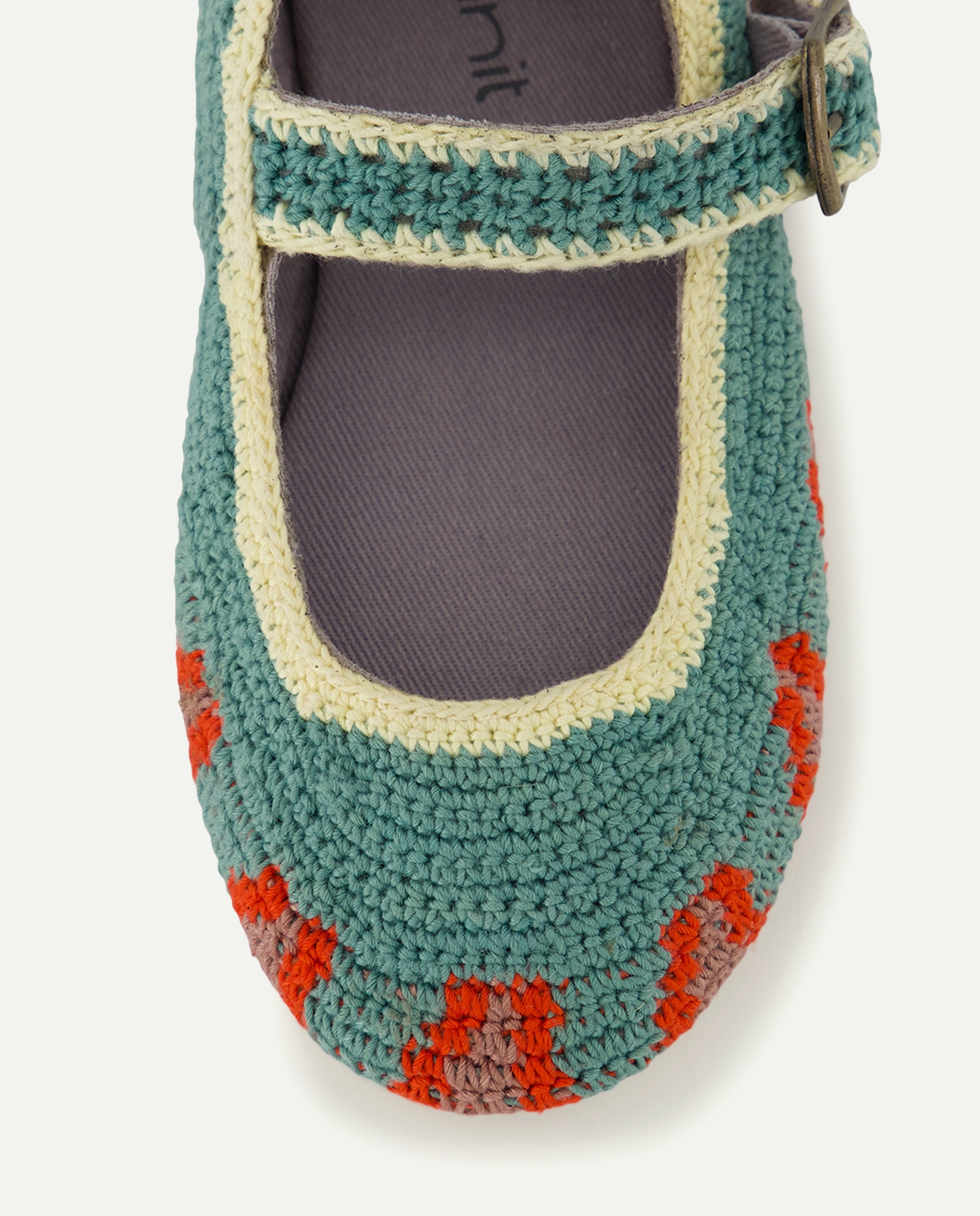 Merceditas bebés de crochet Verde-5